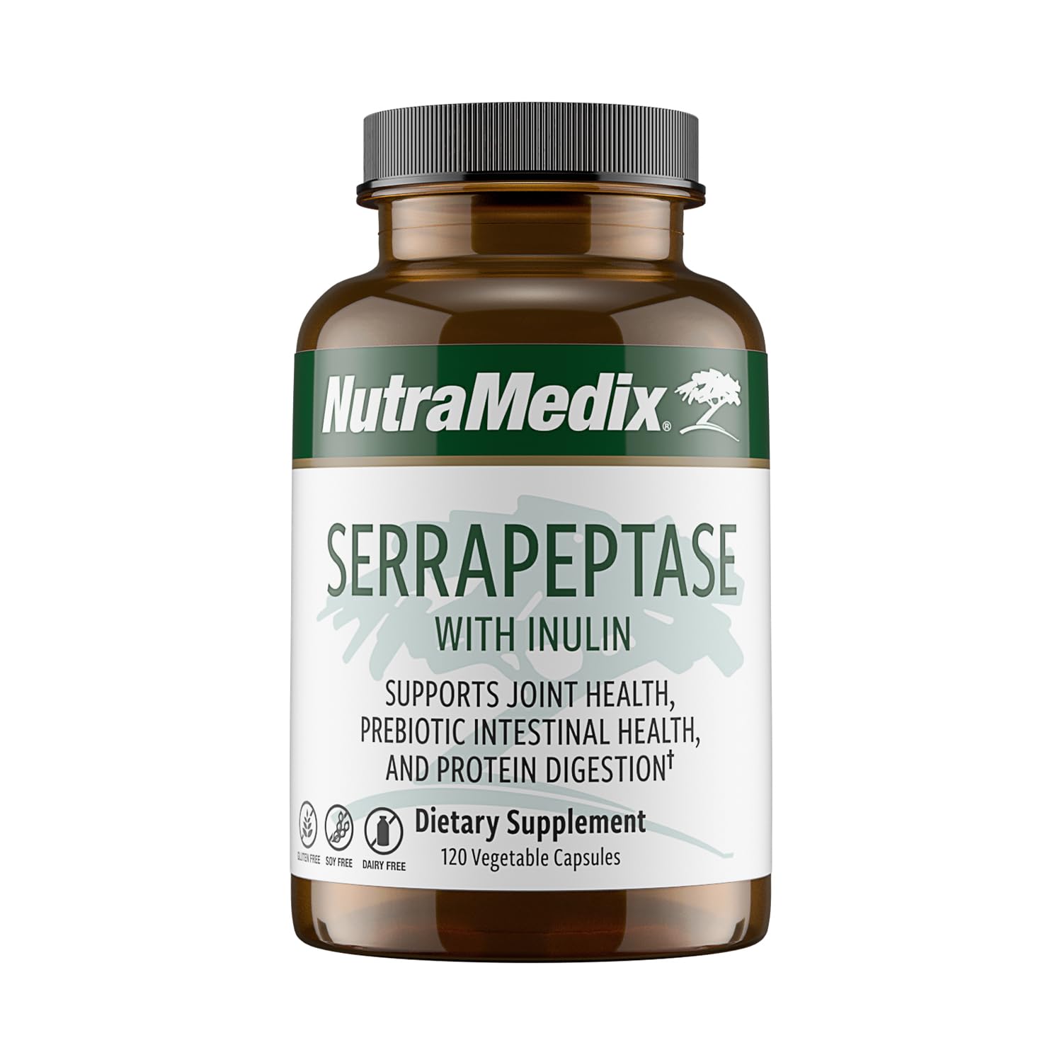 NutraMedix Serrapeptase supplement bottle and capsules