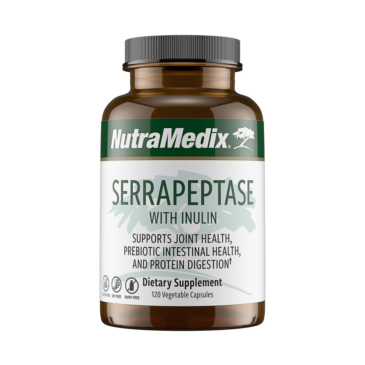 NutraMedix Serrapeptase supplement bottle and capsules