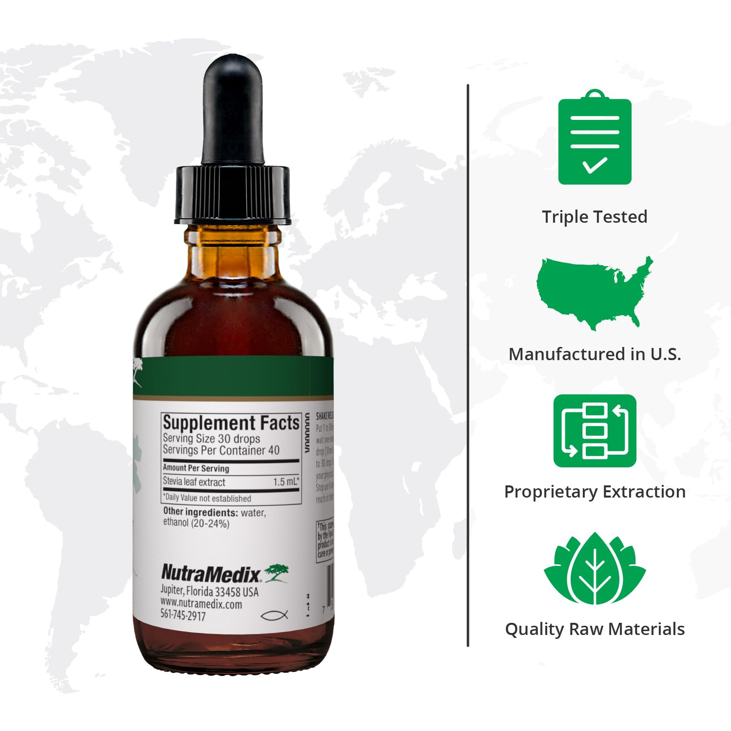 NutraMedix Stevia Liquid Drops bottle – side view