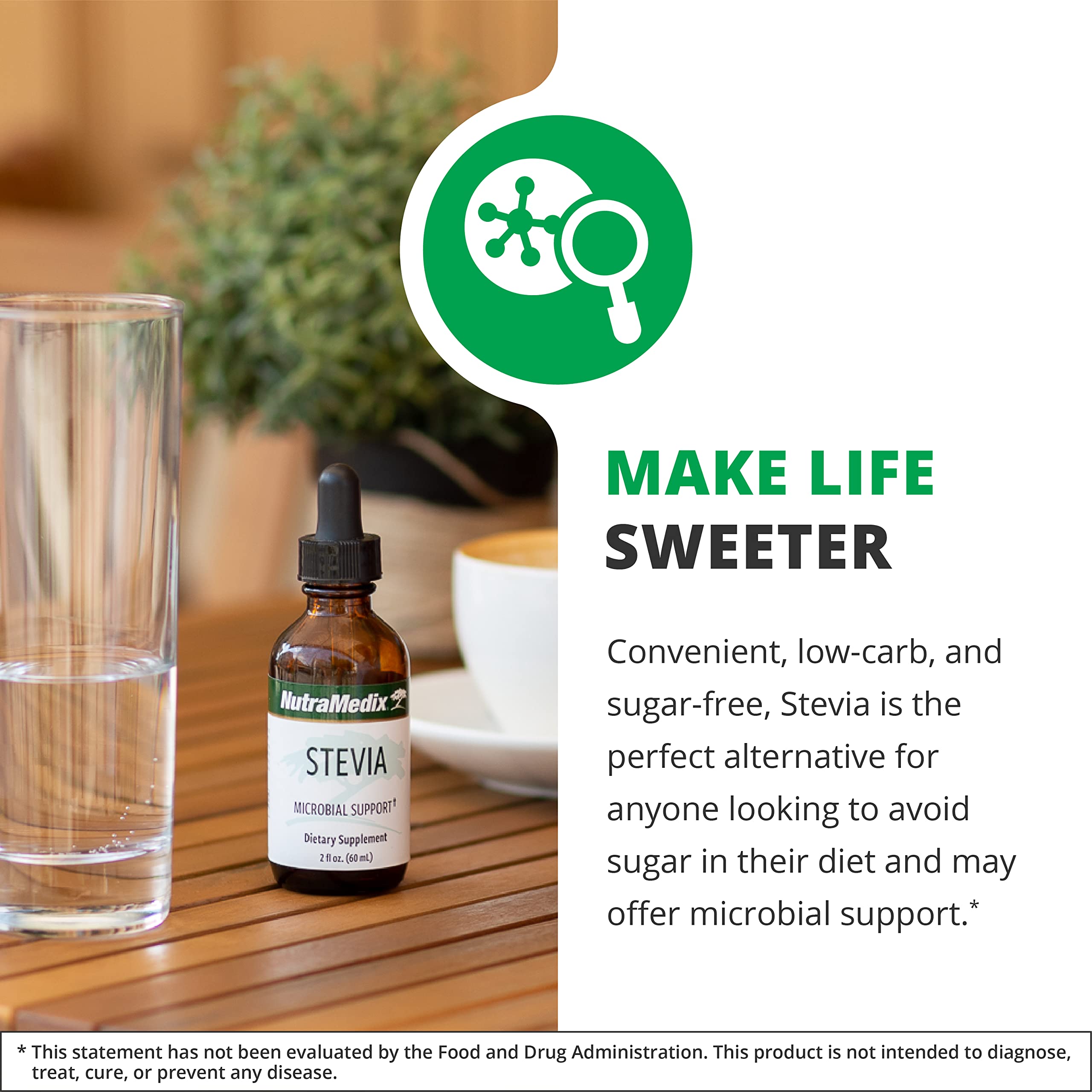Stevia liquid drops added to water for sugar-free sweetness