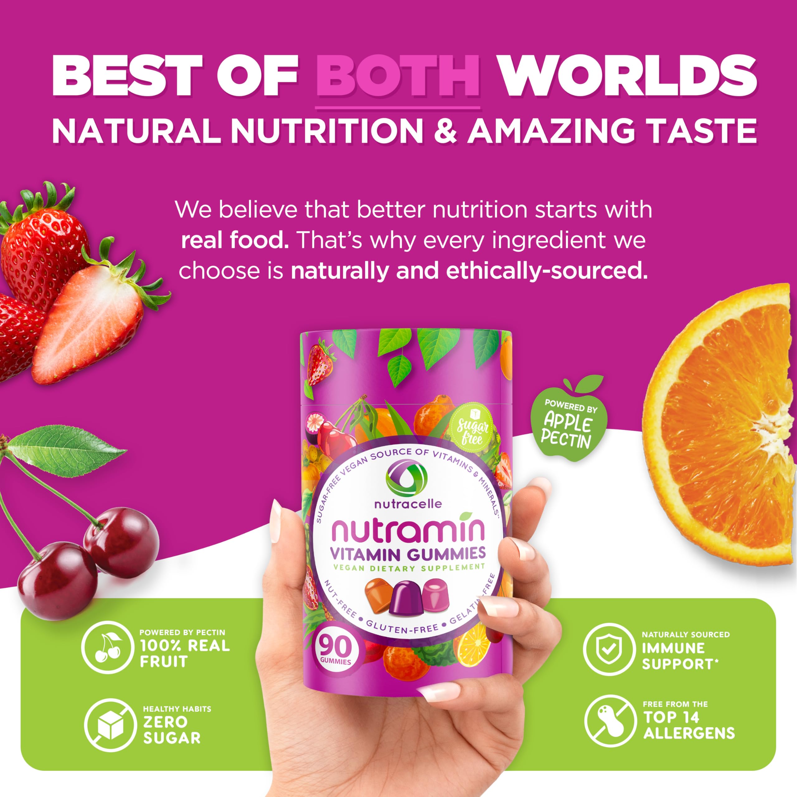 Cherry-flavored Nutramin gummy close-up