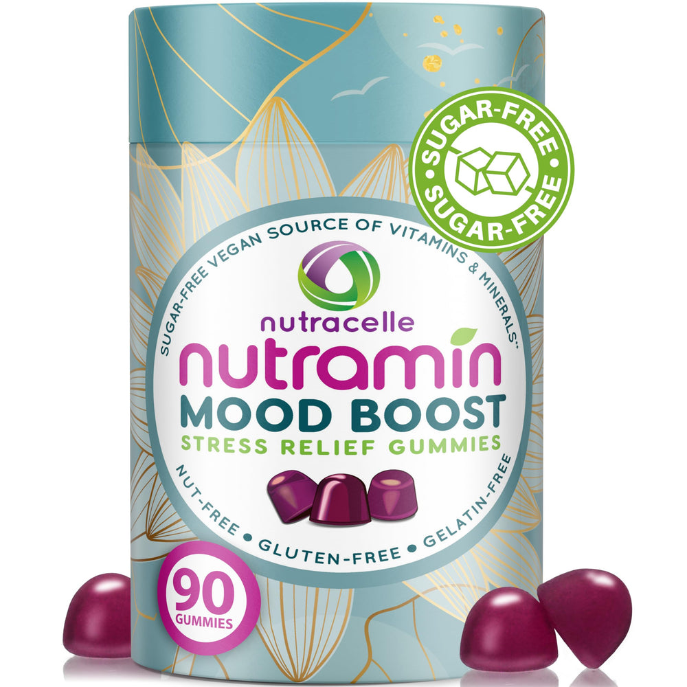 Front view of Nutramin Mood Boost Gummy bottle