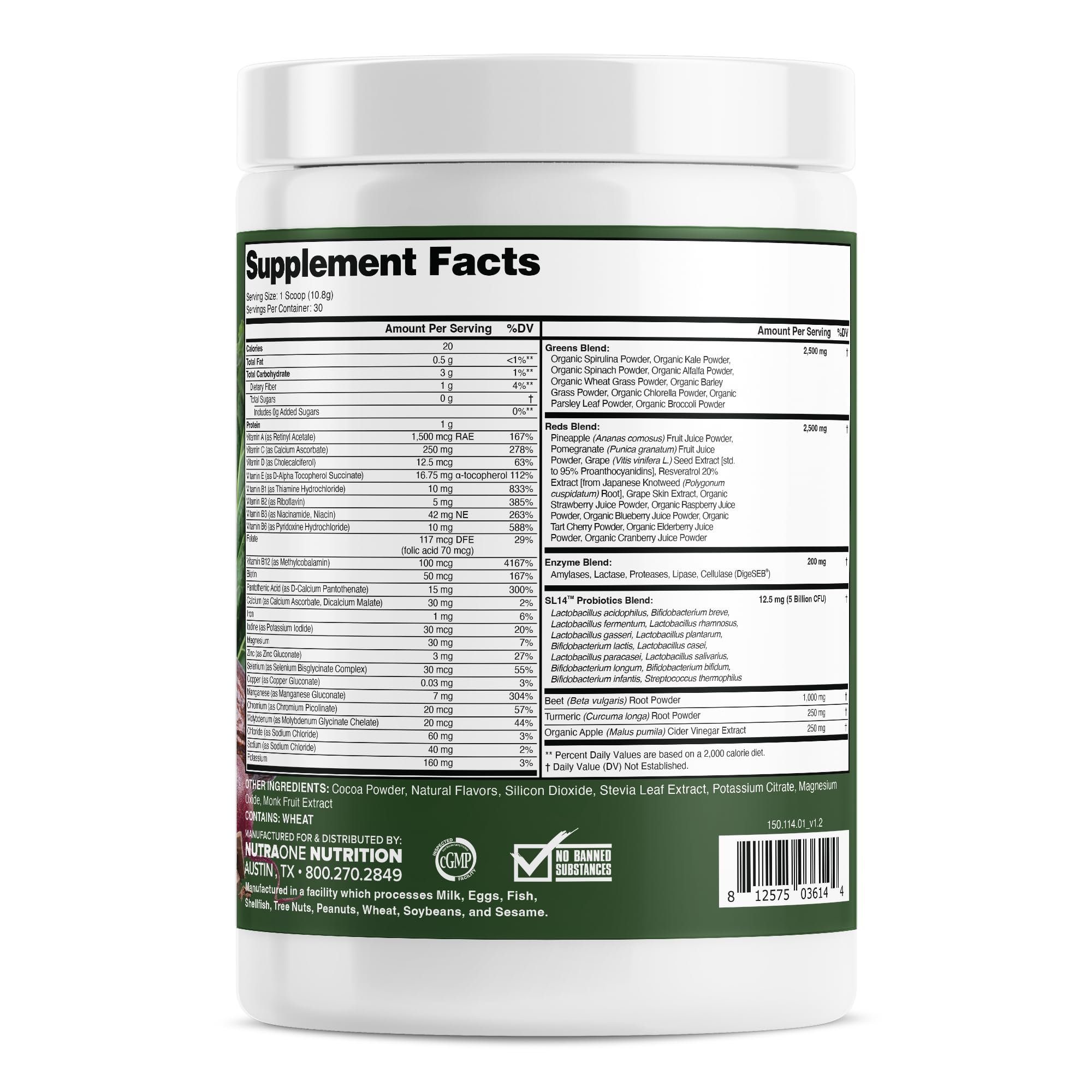 NutraOne Complete Superfoods bottle pour into glass for quick wellness boost