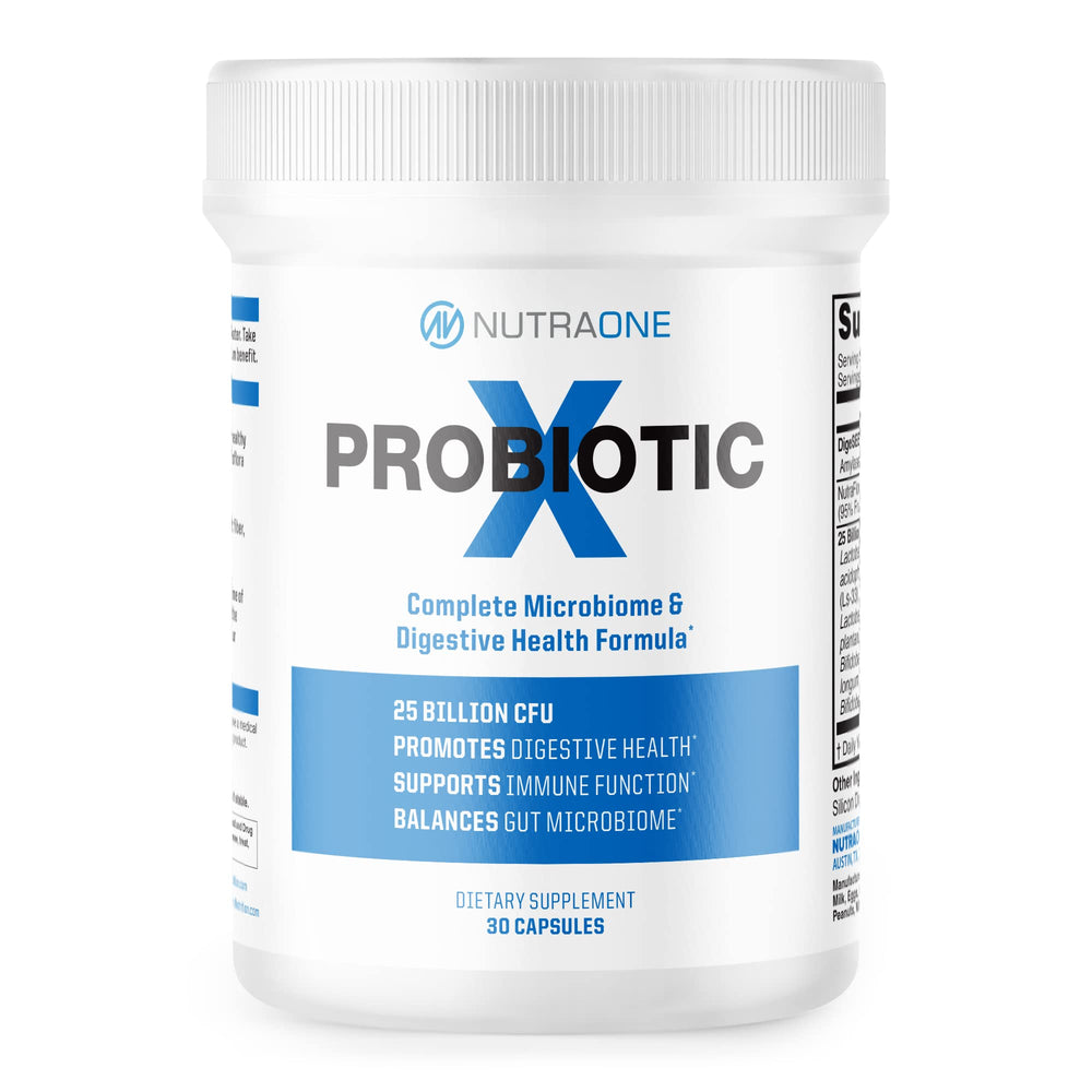 NutraOne ProbioticX bottle with 30 capsules