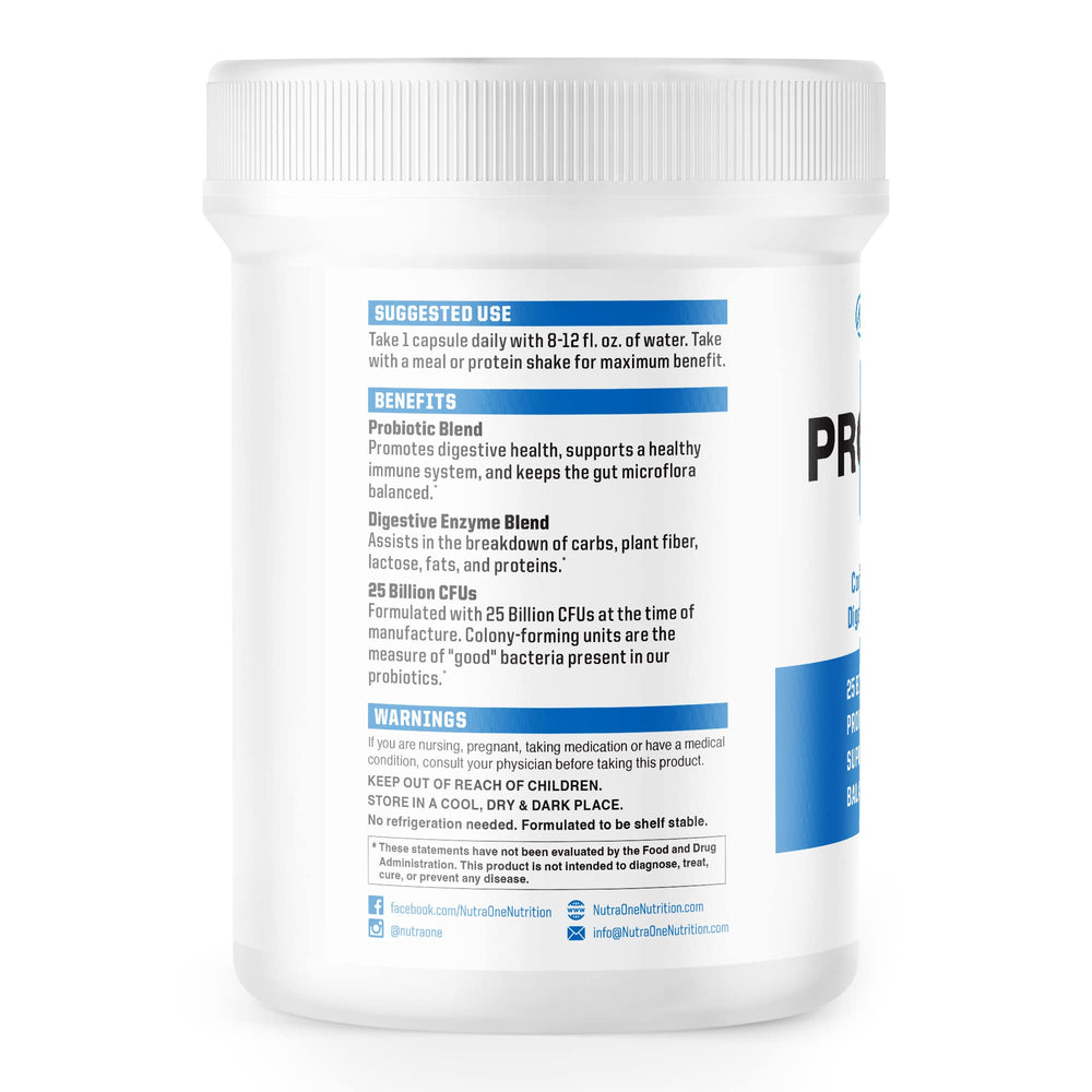 Close-up of NutraOne ProbioticX label