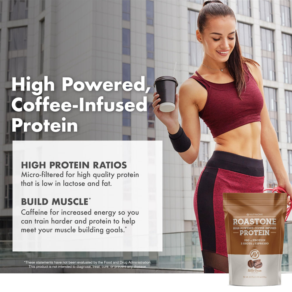 NutraOne RoastOne energy-shot—on-the-go caffeine-enhanced protein option.