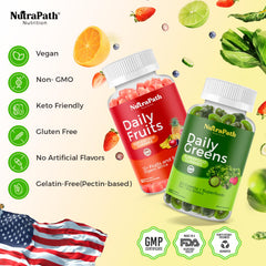 Bottle of NutraPath 60 gummies with label close-up