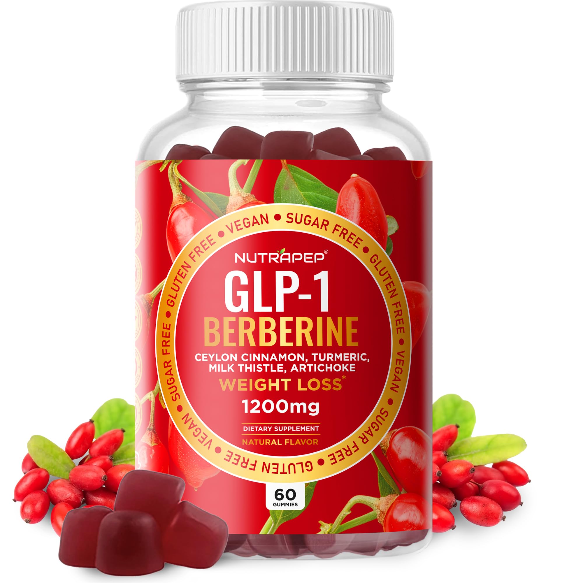Front label of NutraPep Berberine Gummies 1200mg