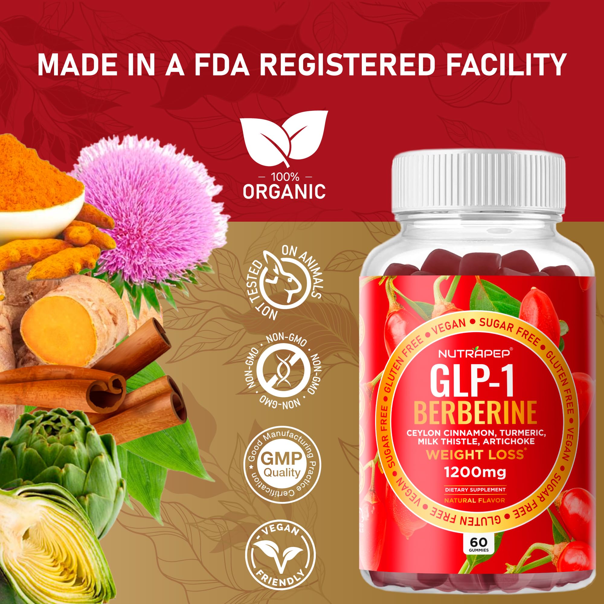 GLP-1 support diagram for NutraPep Berberine Gummies