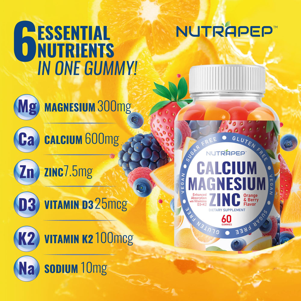 Ingredient list for NutraPep Calcium Magnesium Zinc Gummies