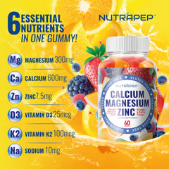 Ingredient list for NutraPep Calcium Magnesium Zinc Gummies