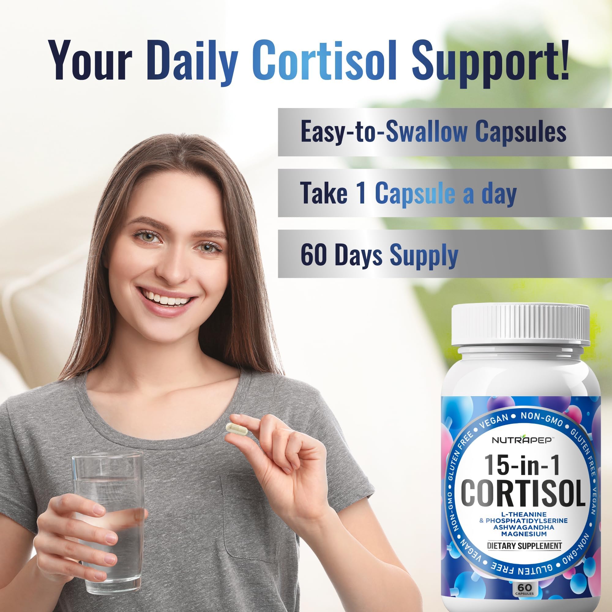 Front label close-up of NutraPep Cortisol Detox