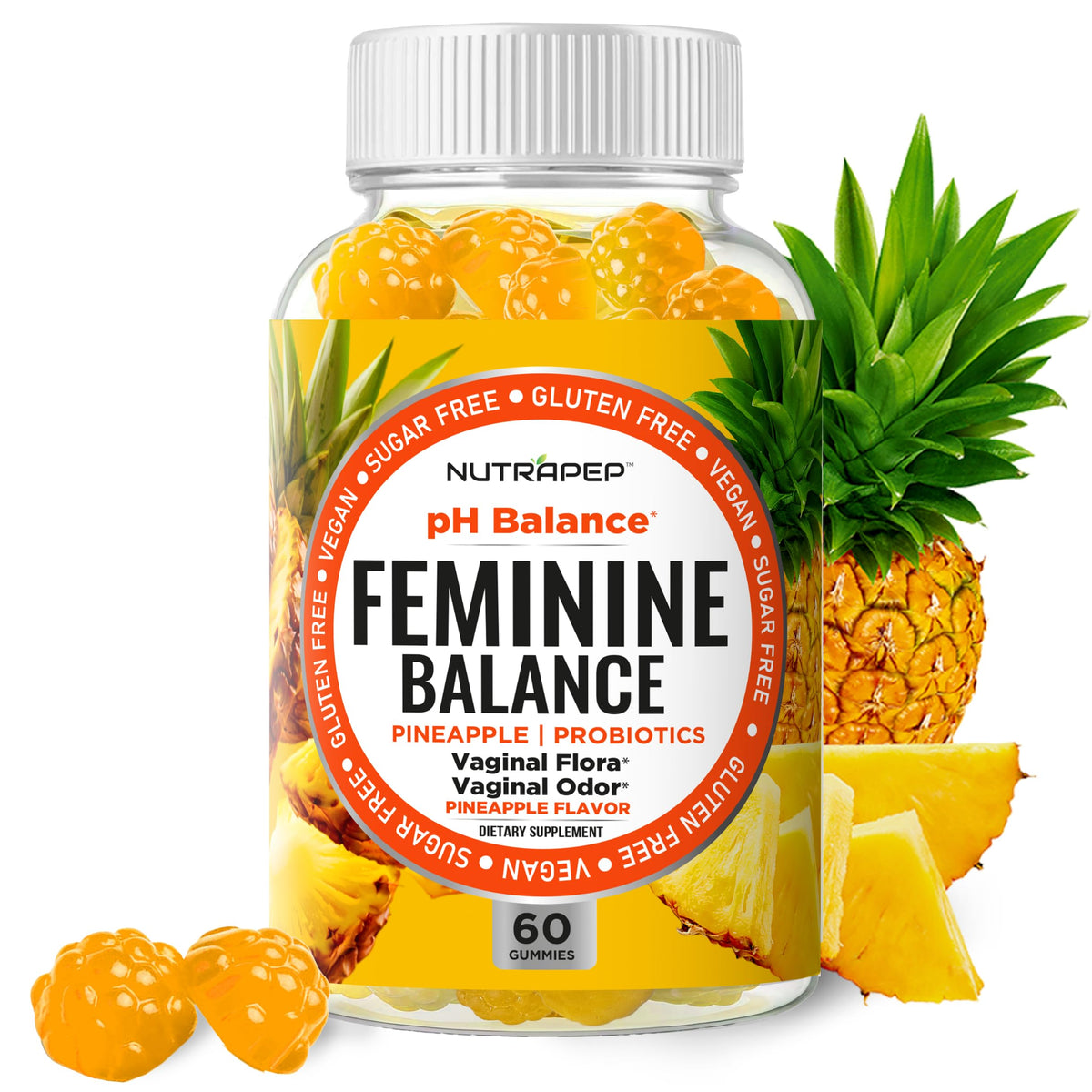 NutraPep Feminine Balance Gummies bottle on white background