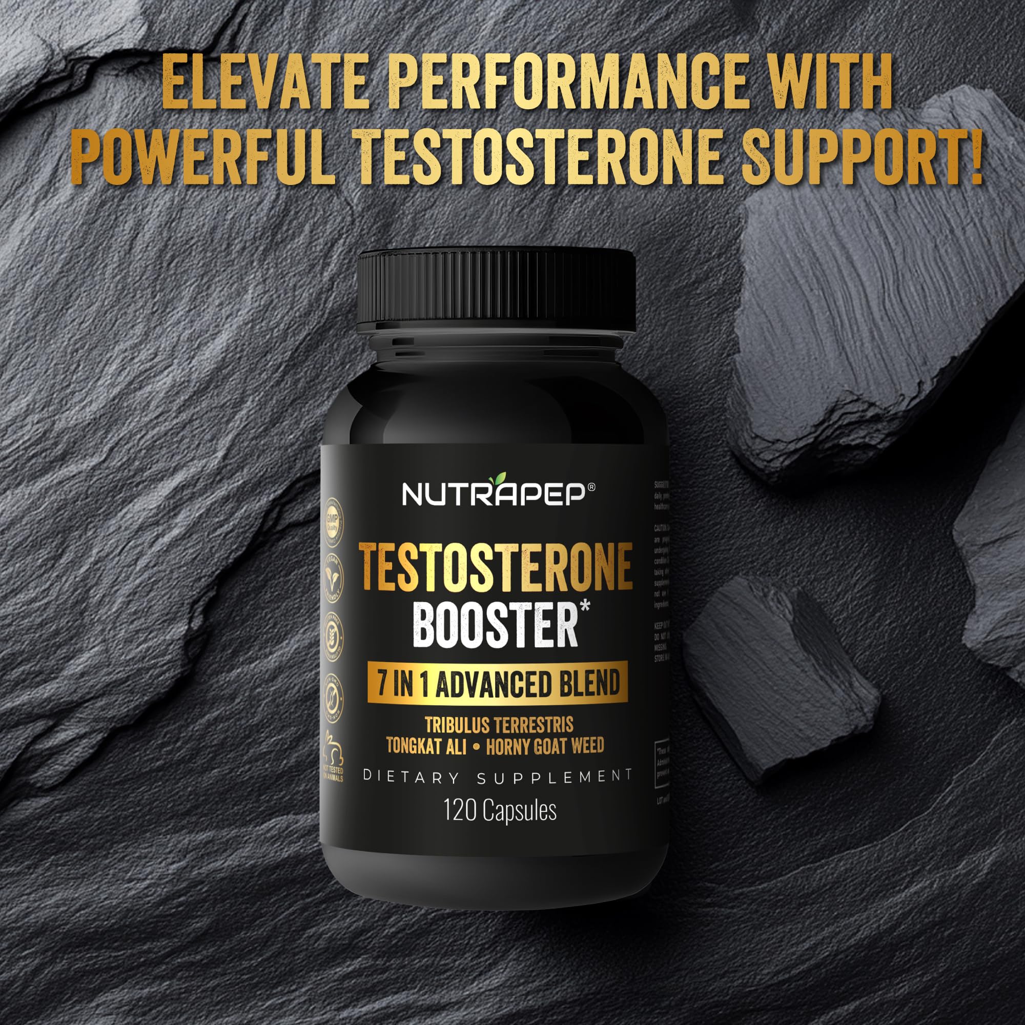 NutraPep Testosterone Booster open capsules with scoop evoke daily energy for workouts