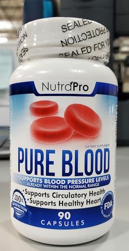 Pure Blood ingredients including Hawthorn, Garlic Powder, Hibiscus, and Green Tea