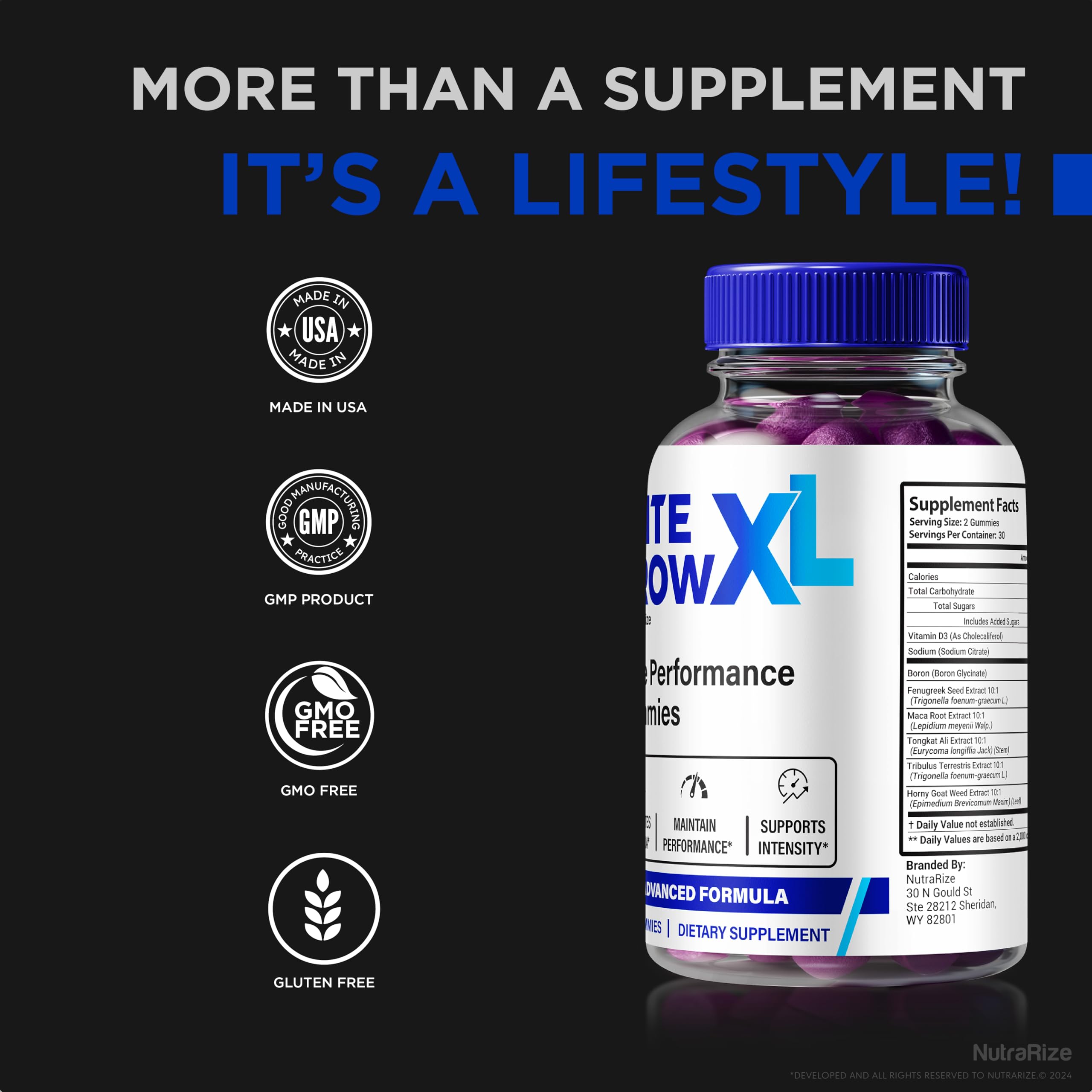 Premium formula branding for Elite Grow XL by NutraRize