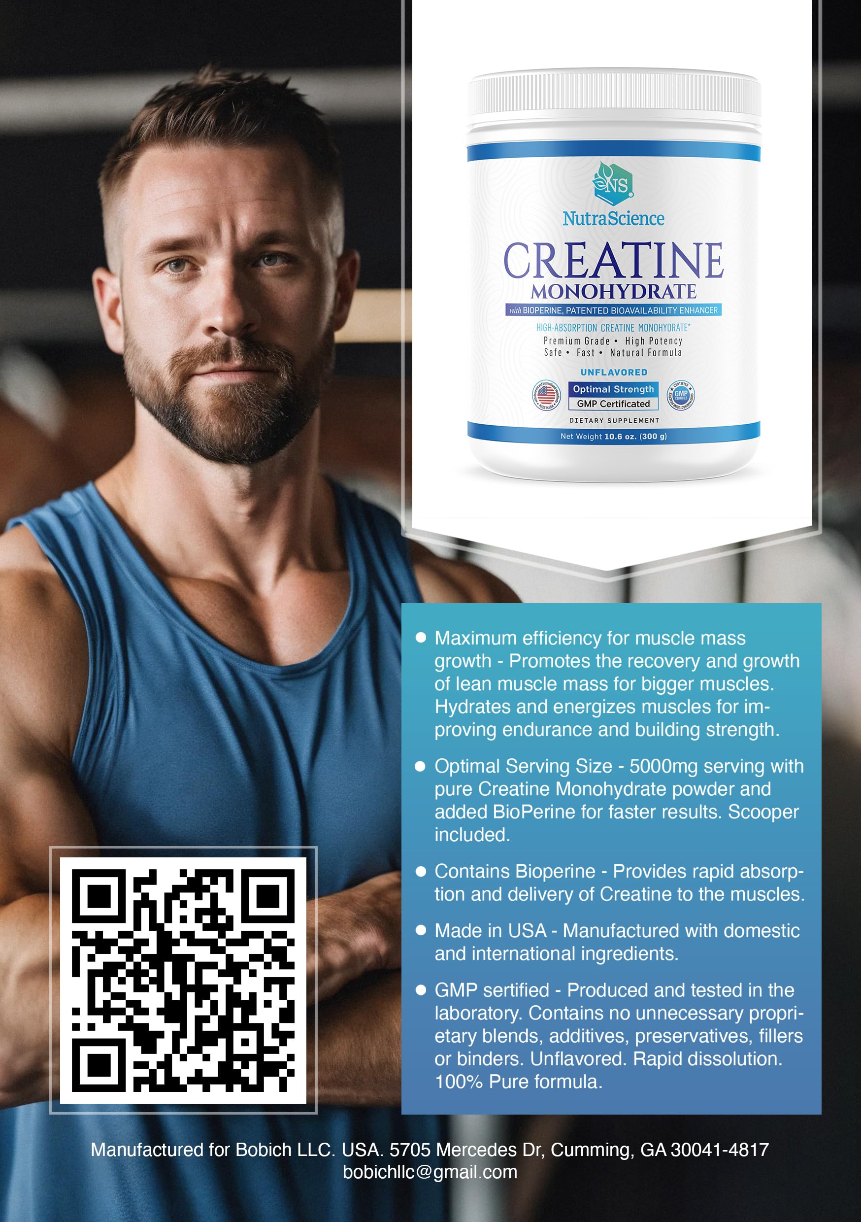 NutraScience Creatine Monohydrate serving and nutrition information