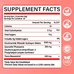 NUTRATASTE NAD⁺ Gummies ingredients panel