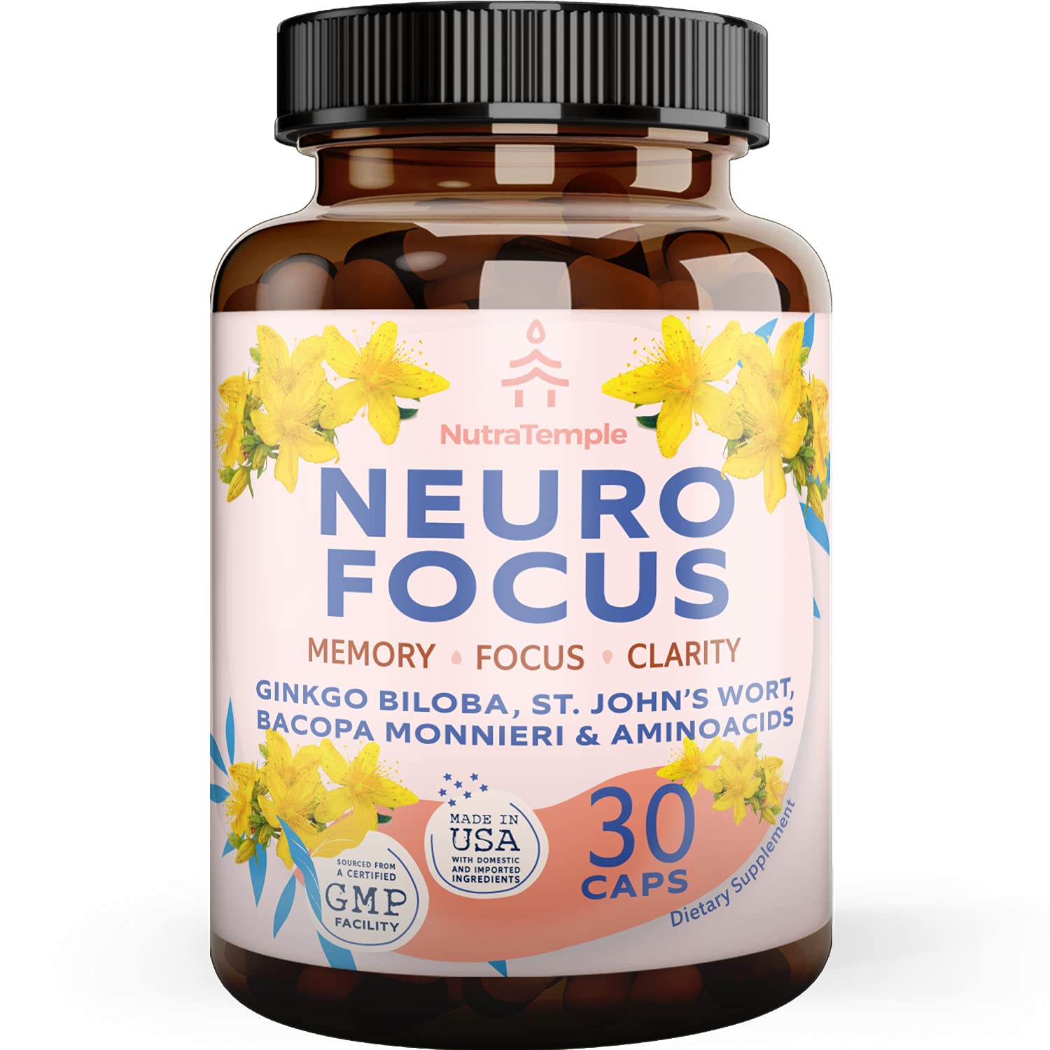 NutraTemple Brain Booster bottle with Neuro Focus