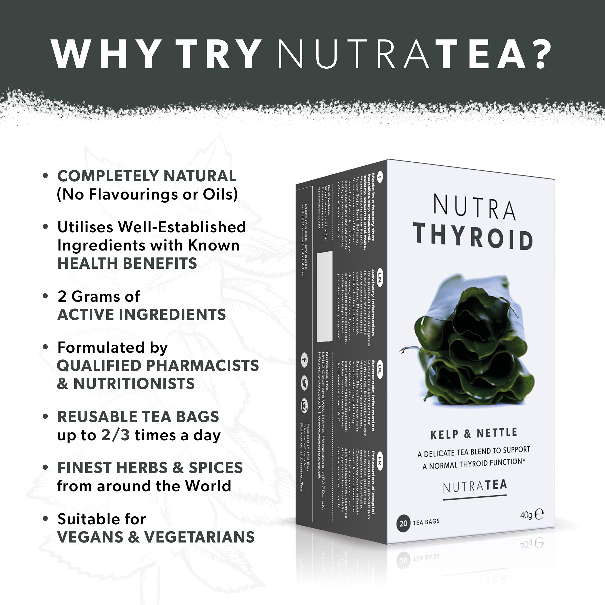 NUTRATHYROID ingredients blend: nettle, lemon balm, kelp and more