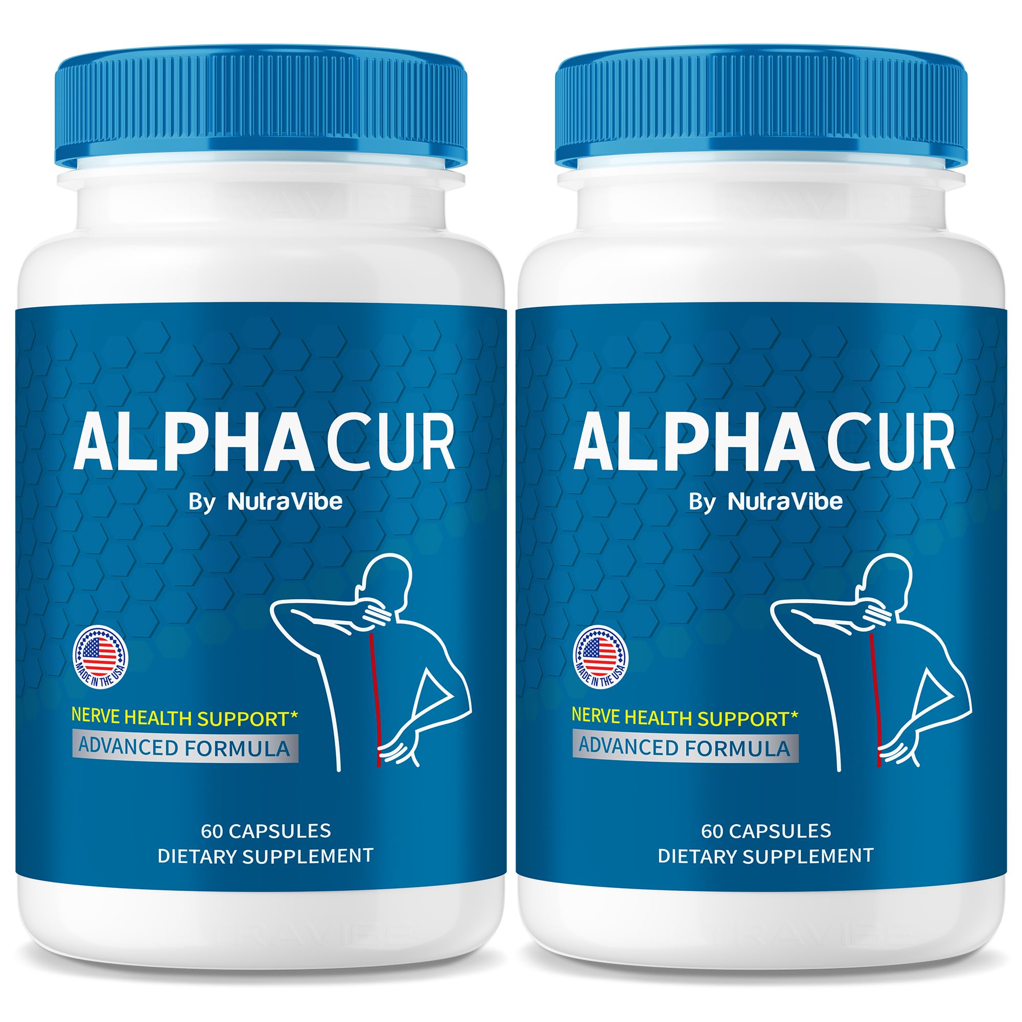 NutraVibe AlphaCur Capsules bottle with 2-pack packaging