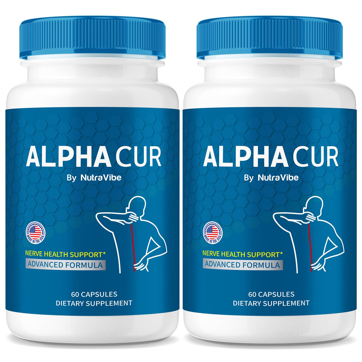 NutraVibe AlphaCur Capsules bottle with 2-pack packaging