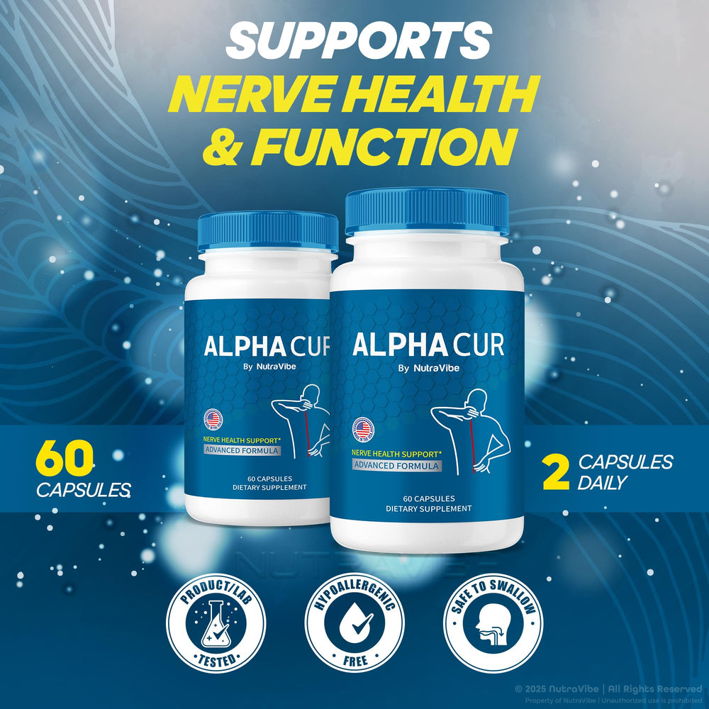 Graphic illustration of nerve health with AlphaCur capsules