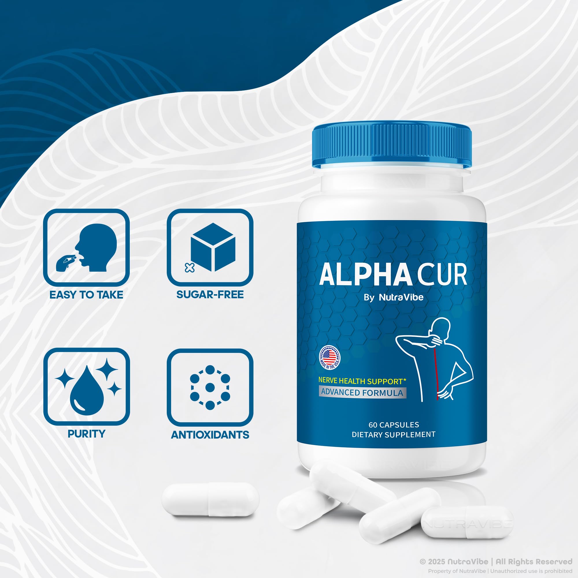 Premium AlphaCur pastillas packaging and capsules