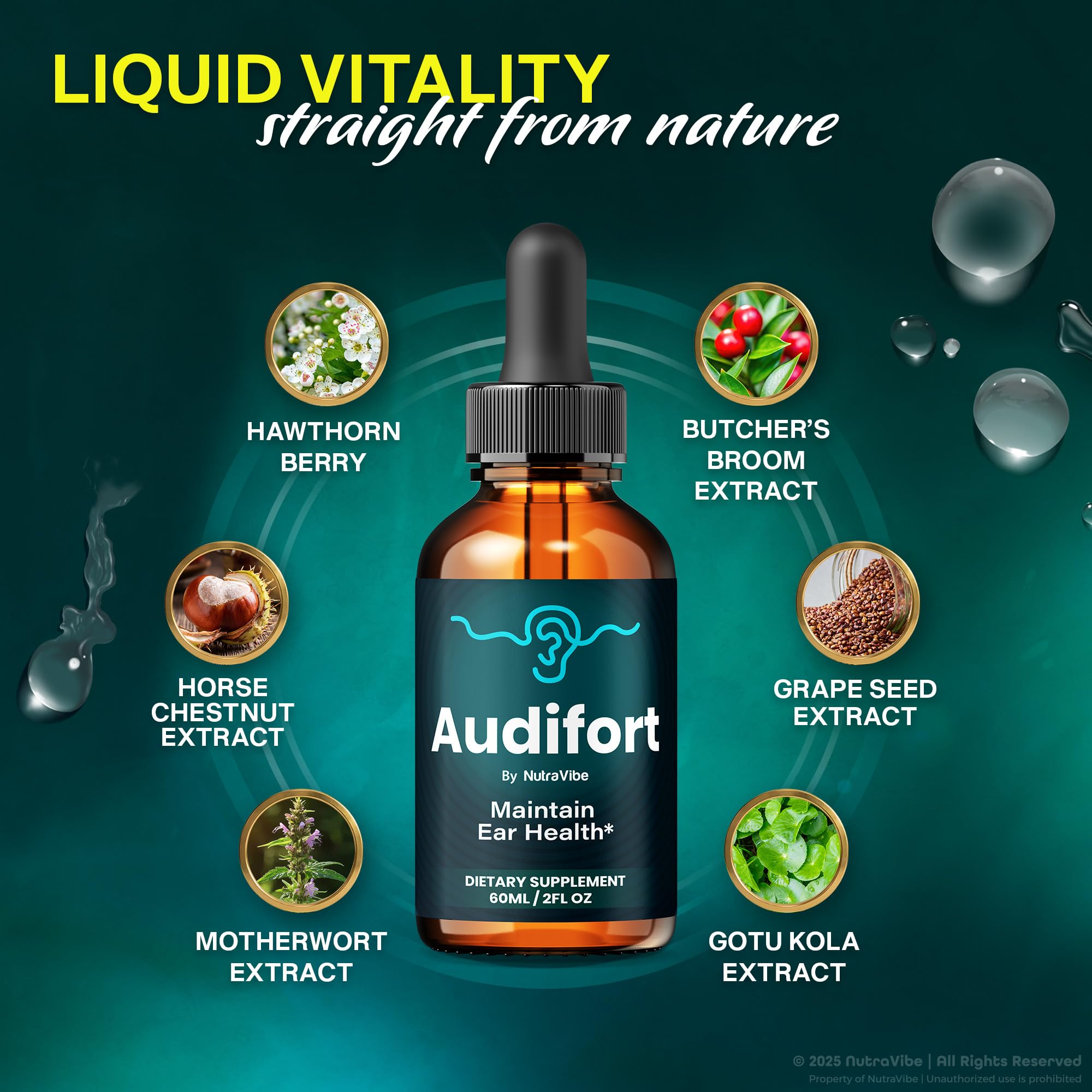 Plant-based liquid formula for ear health and clarity