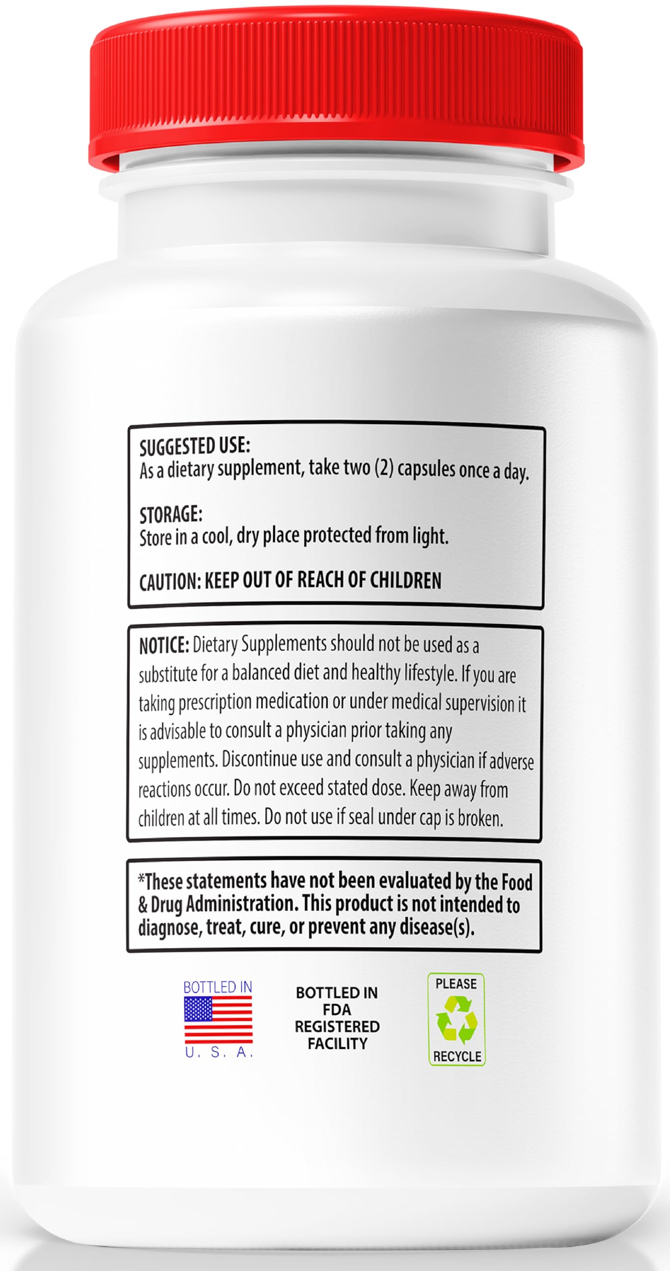 Nutrition facts label of Glucocyn bottle