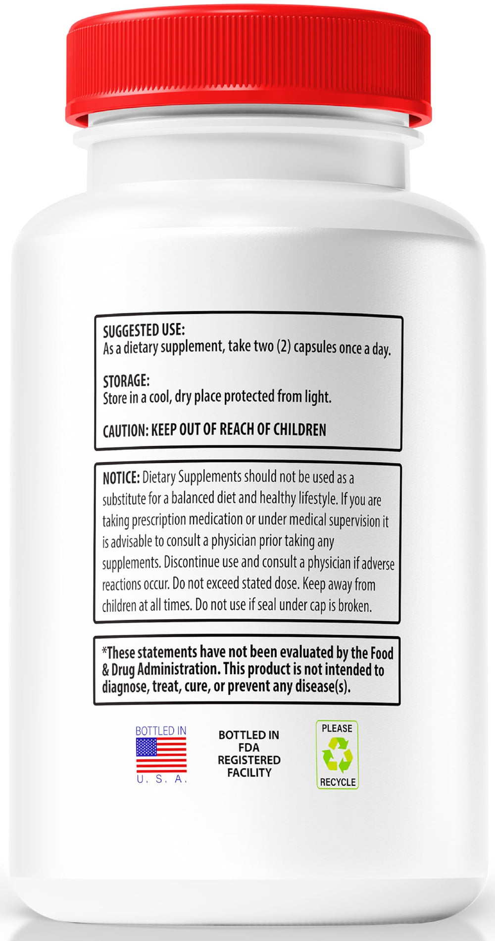 Nutrition facts label of Glucocyn bottle