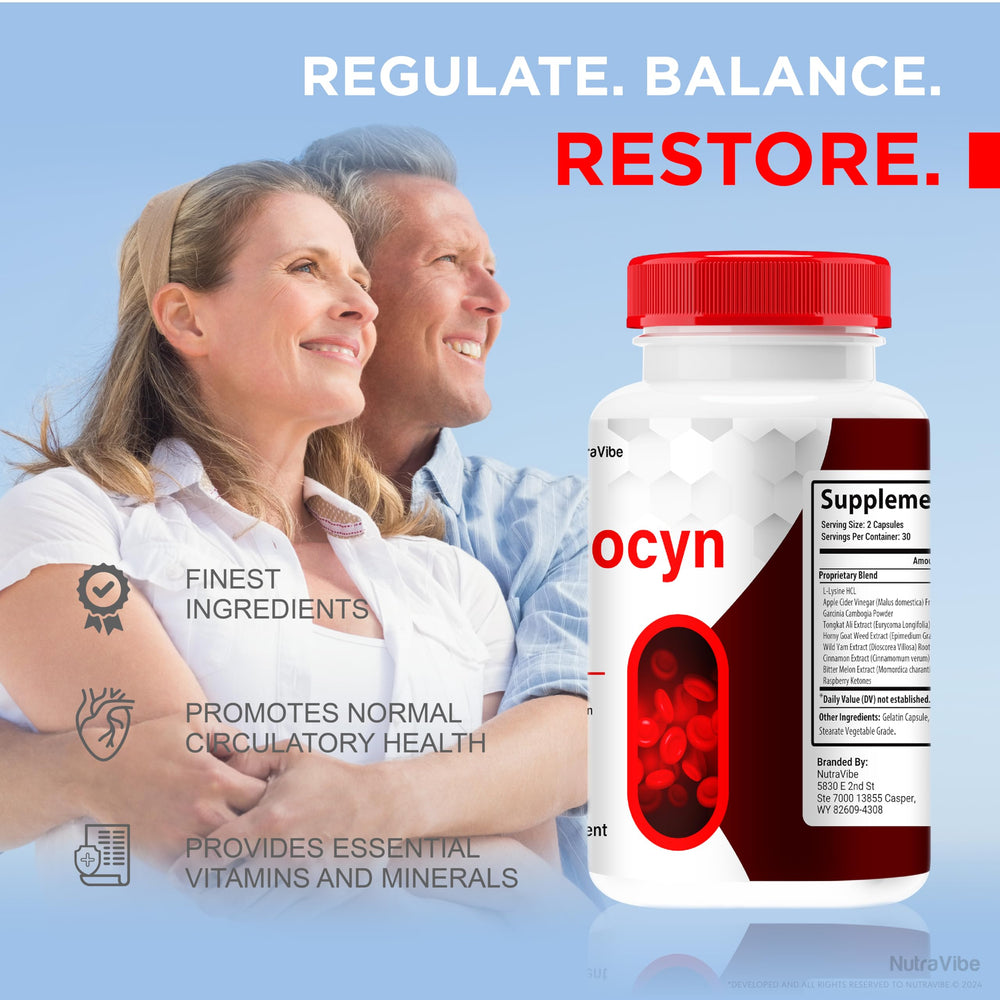 Lifestyle shot of Glucocyn bottle with wellness items