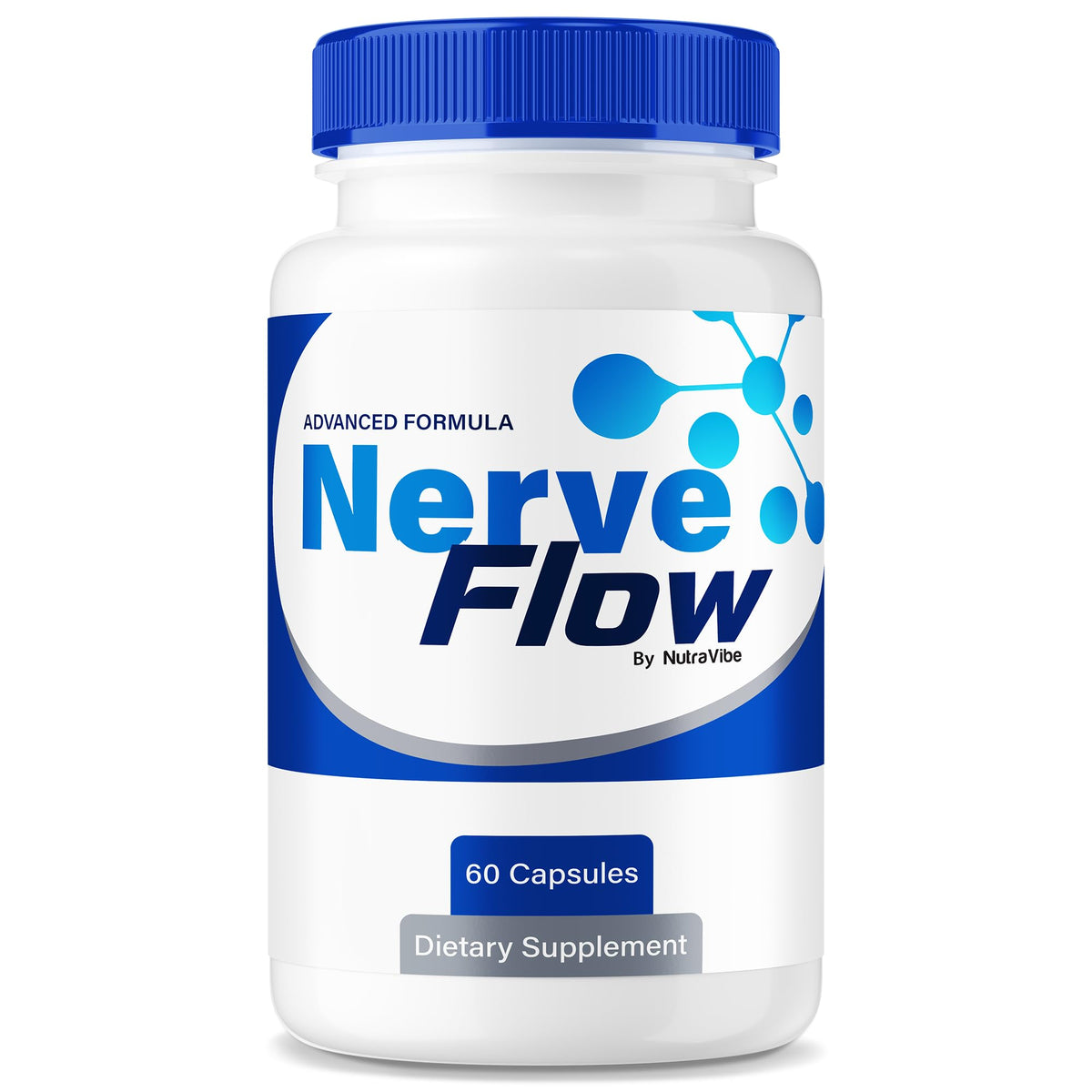 NutraVibe Nerve Flow hero image featuring bottle