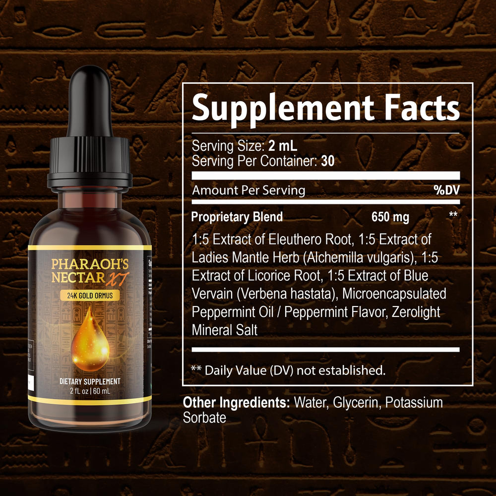 Close-up of the 24K monoatomic gold Ormus liquid formula in a dropper