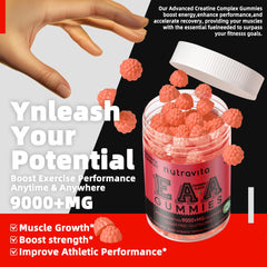 Nutrition facts panel for Nutravita EAA Gummies Strawberry