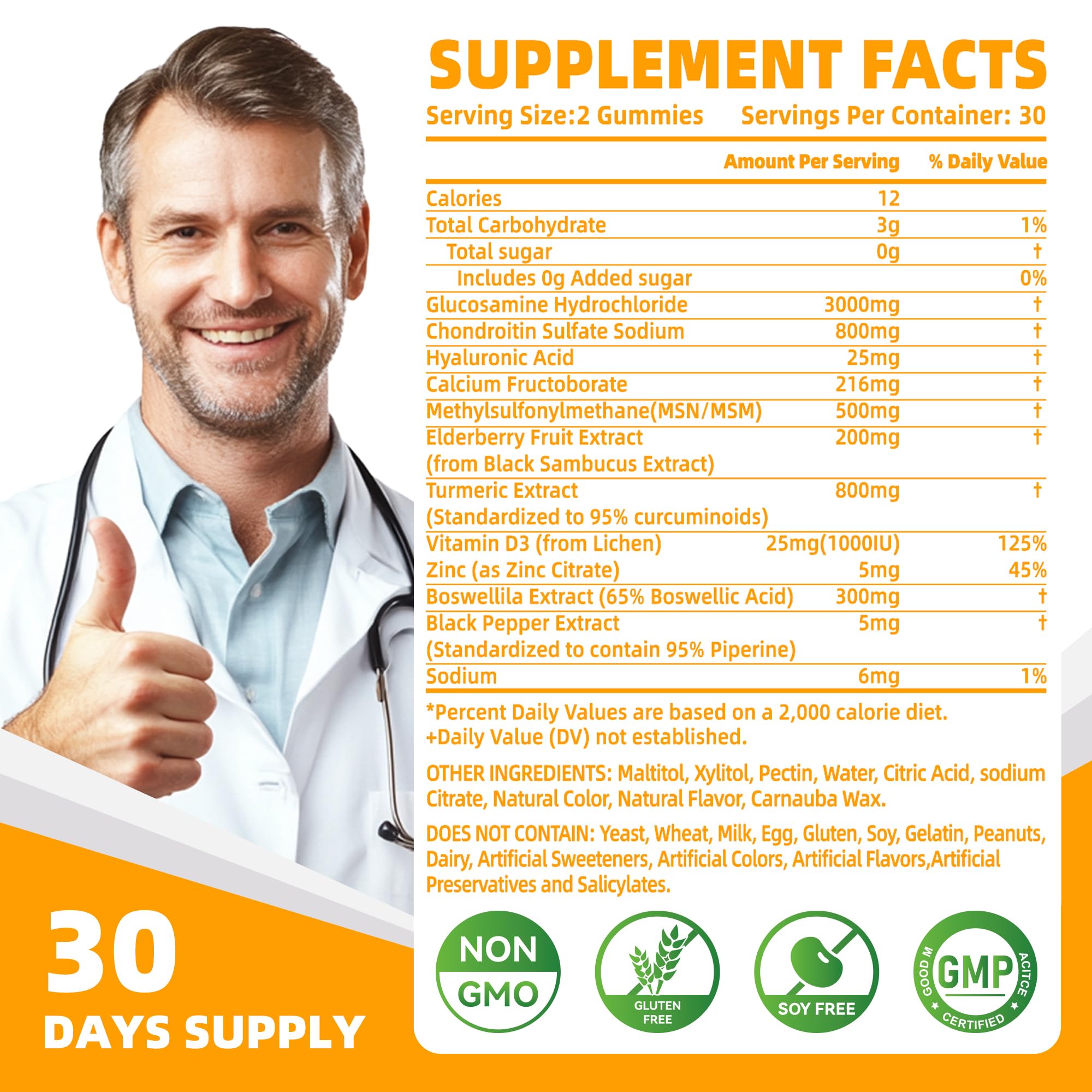 Close-up of orange elderberry-flavored gummies