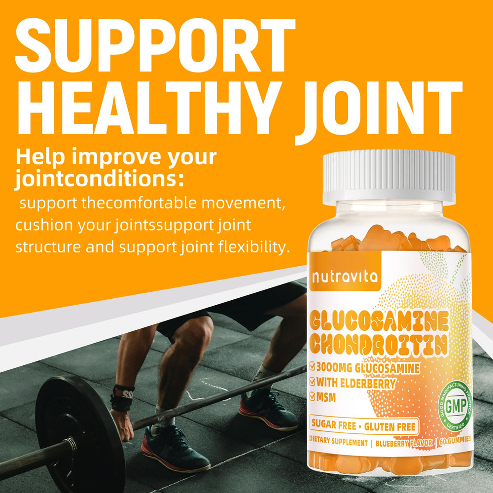 Nutravita label featuring Glucosamine, Chondroitin, MSM and Elderberry