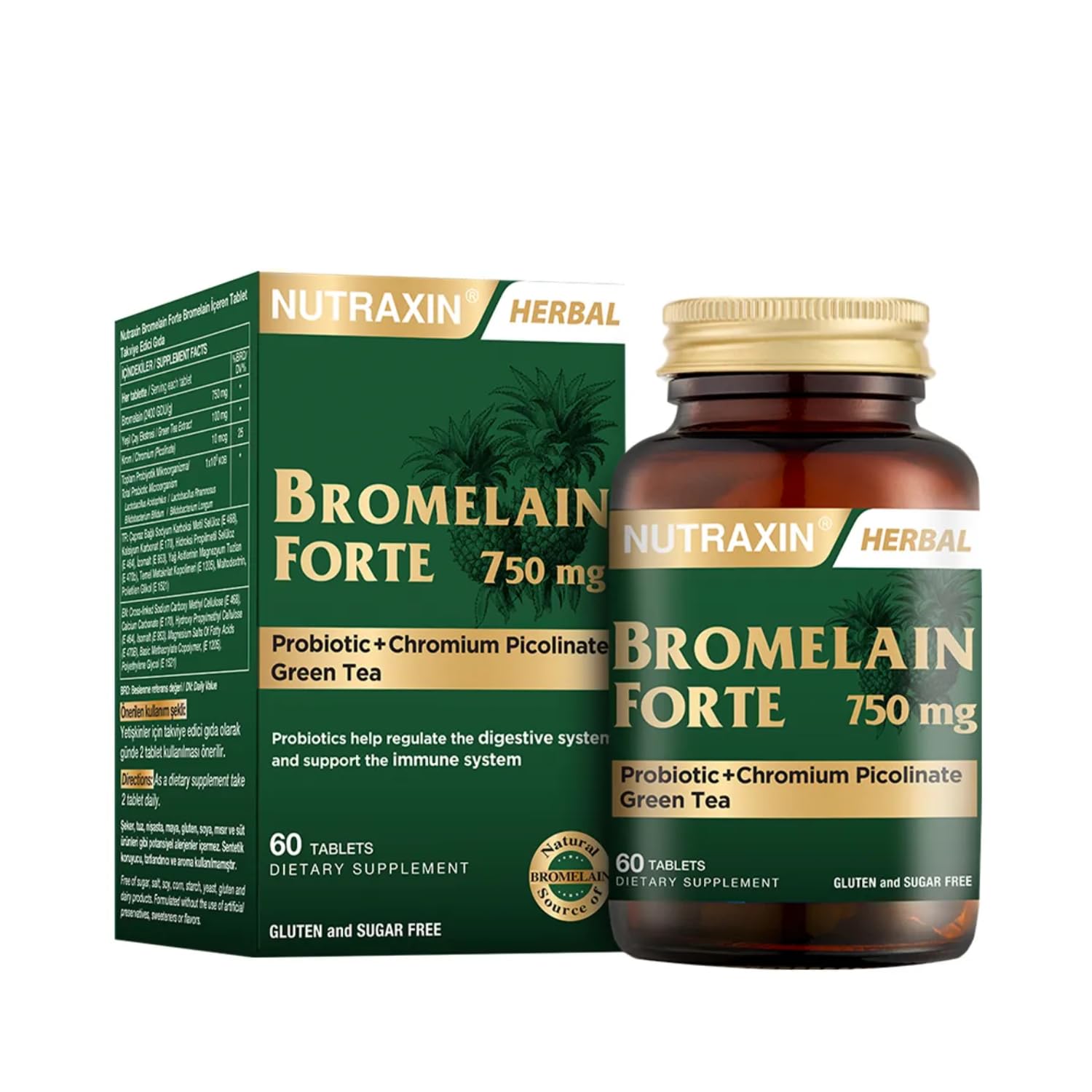 Nutraxin Bromelain Forte bottle on white background