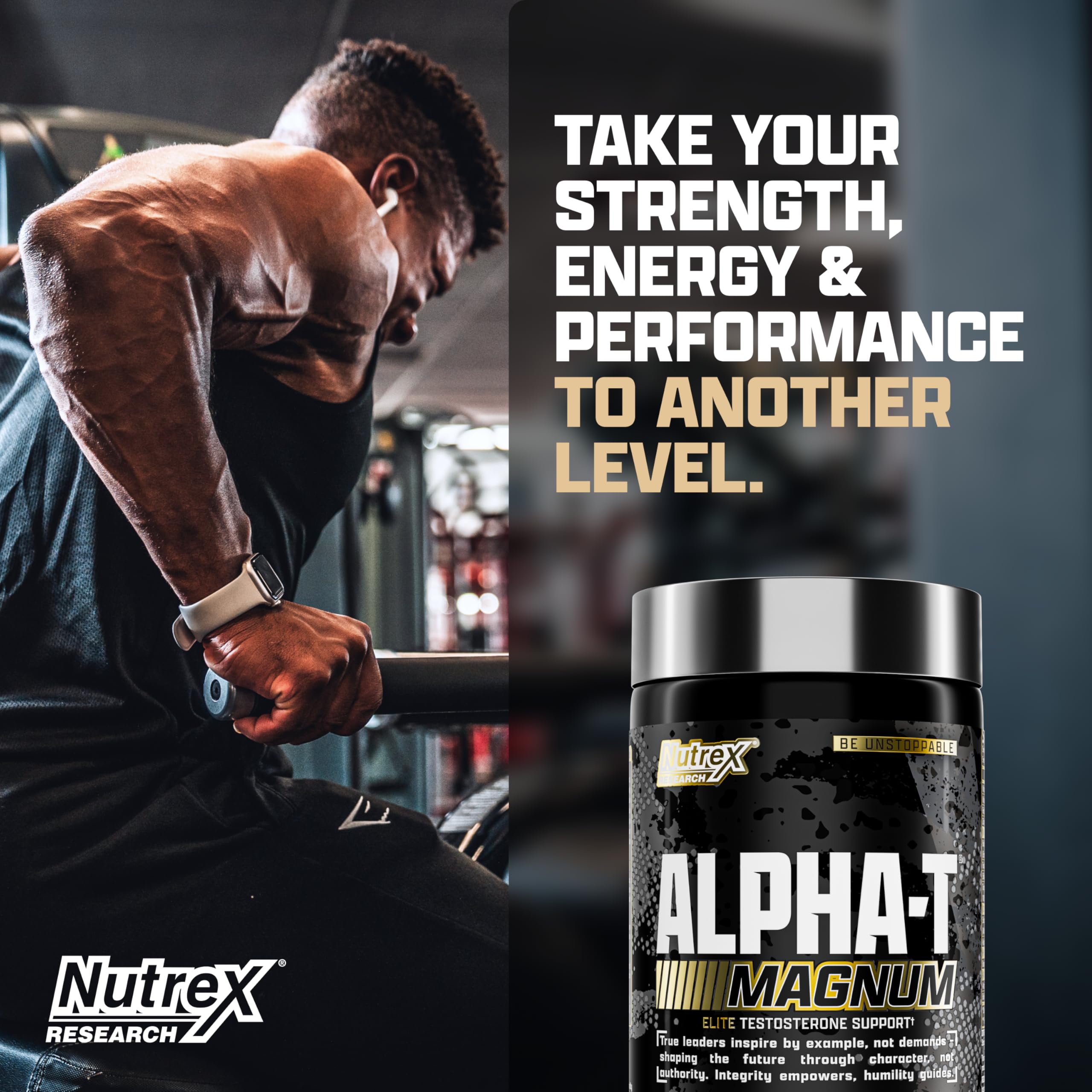Nutrex Alpha-T Magnum capsules arranged for daily use during training