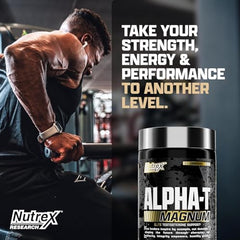 Nutrex Alpha-T Magnum capsules arranged for daily use during training