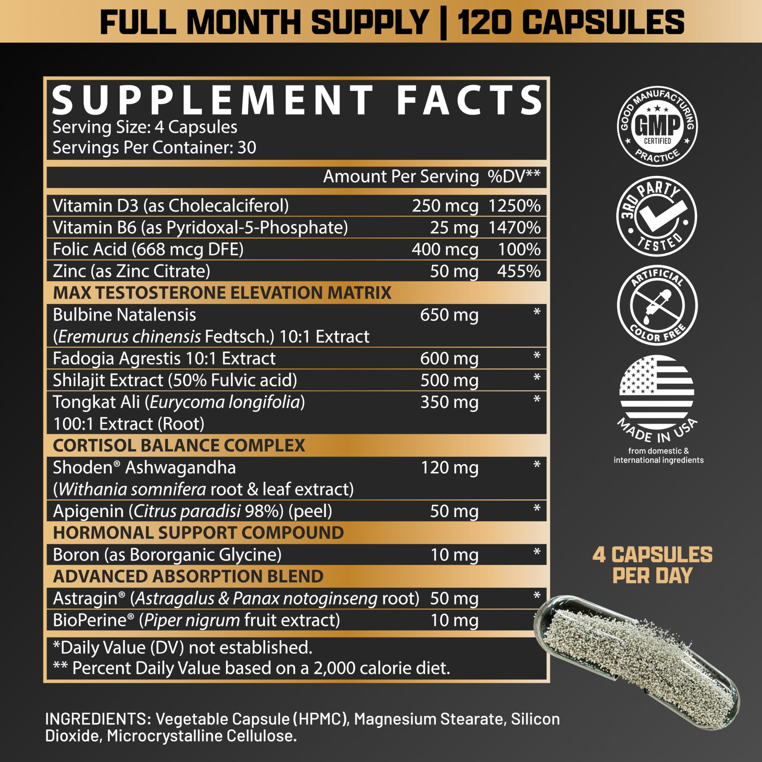 Studio shot of Nutrex Alpha-T Magnum near weights for intense sessions