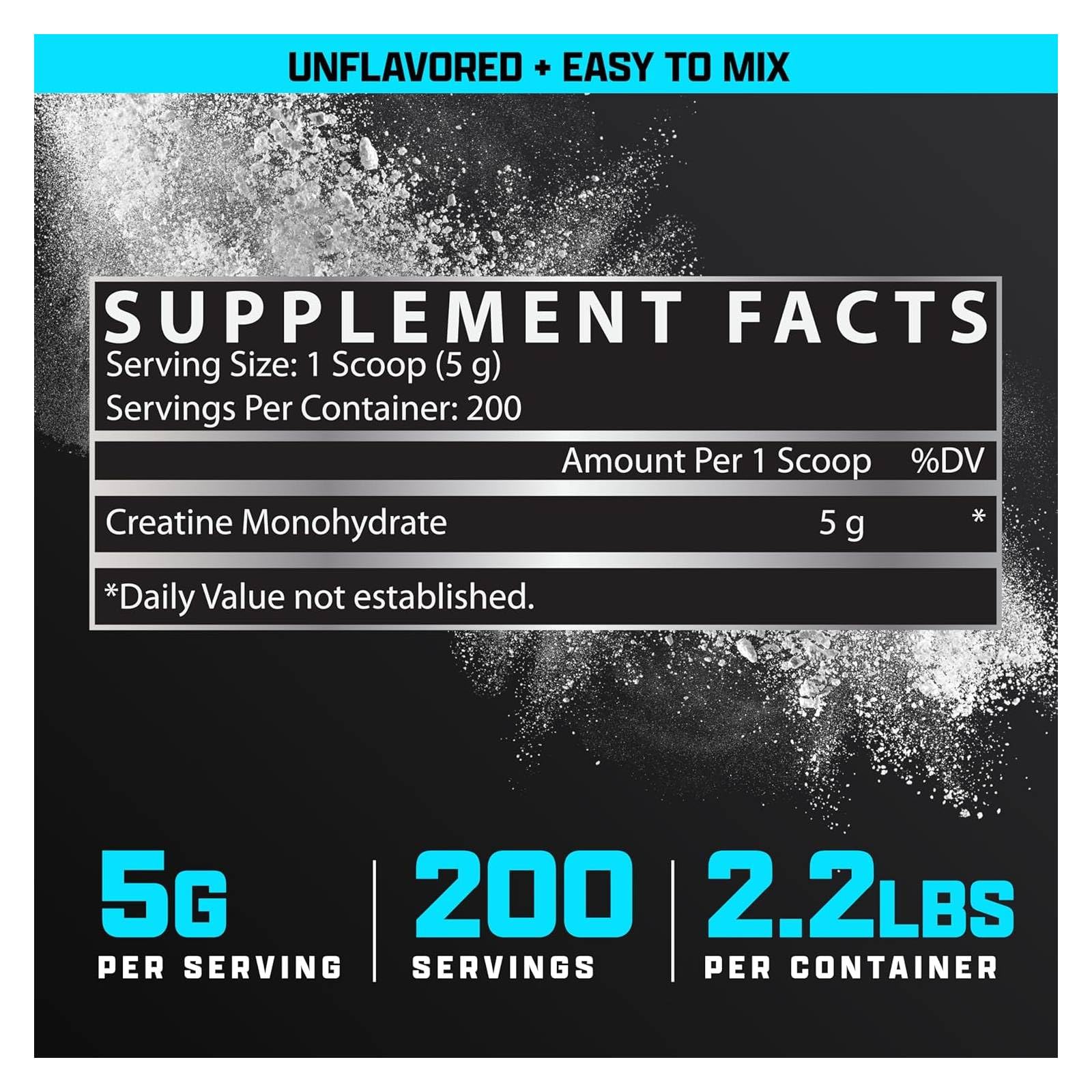 5 g serving of creatine monohydrate in scoop