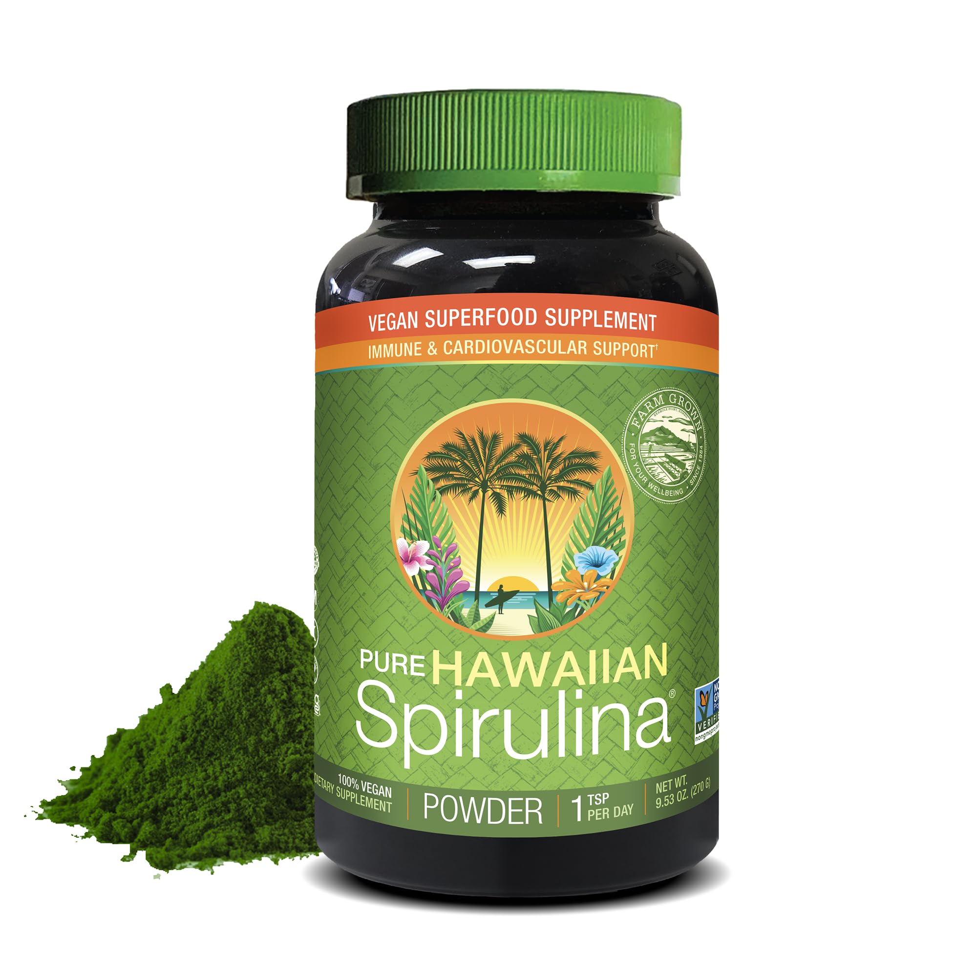 Front view of Nutrex Hawaii Pure Hawaiian Spirulina Powder 9.53 oz