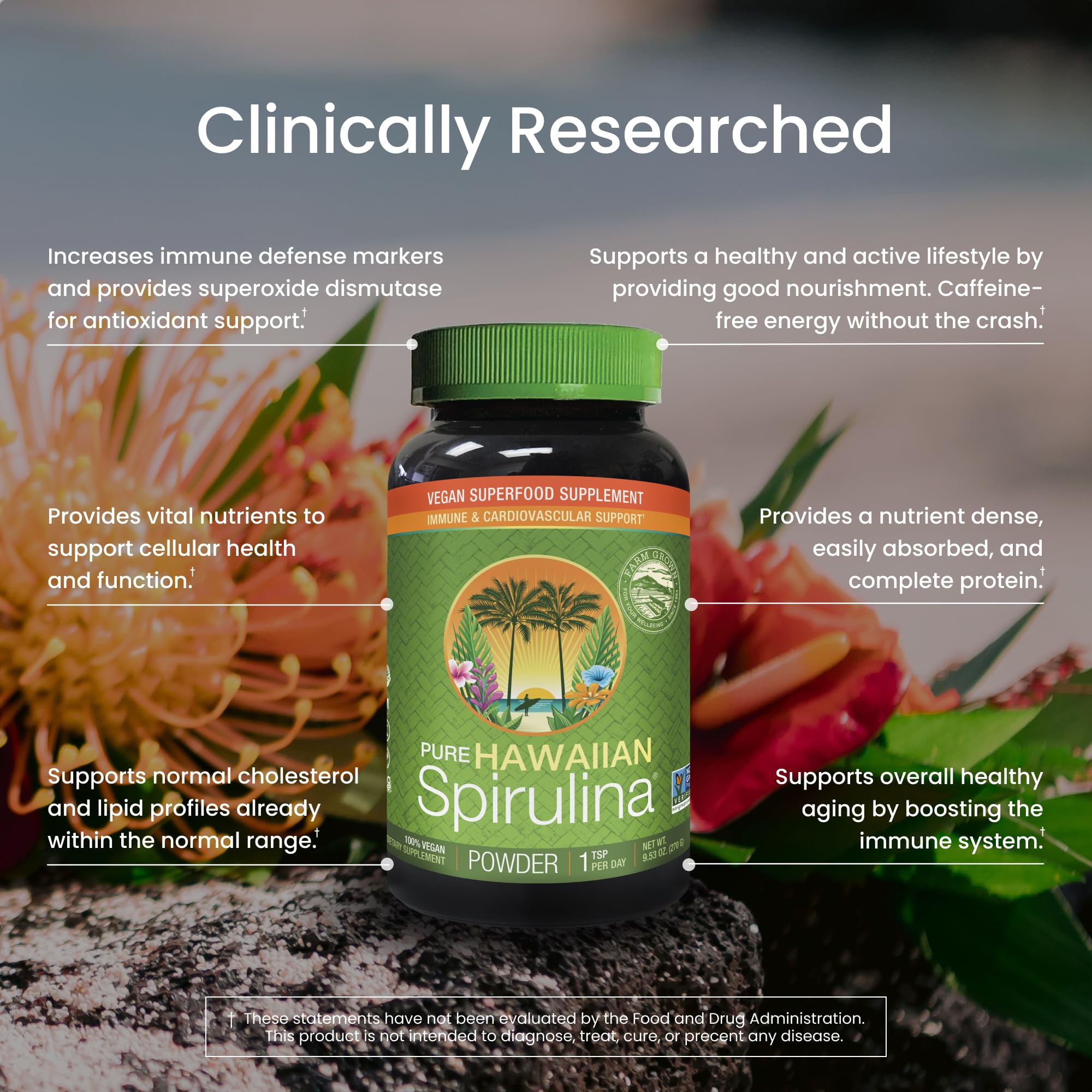 Nutrition facts and ingredients for spirulina powder