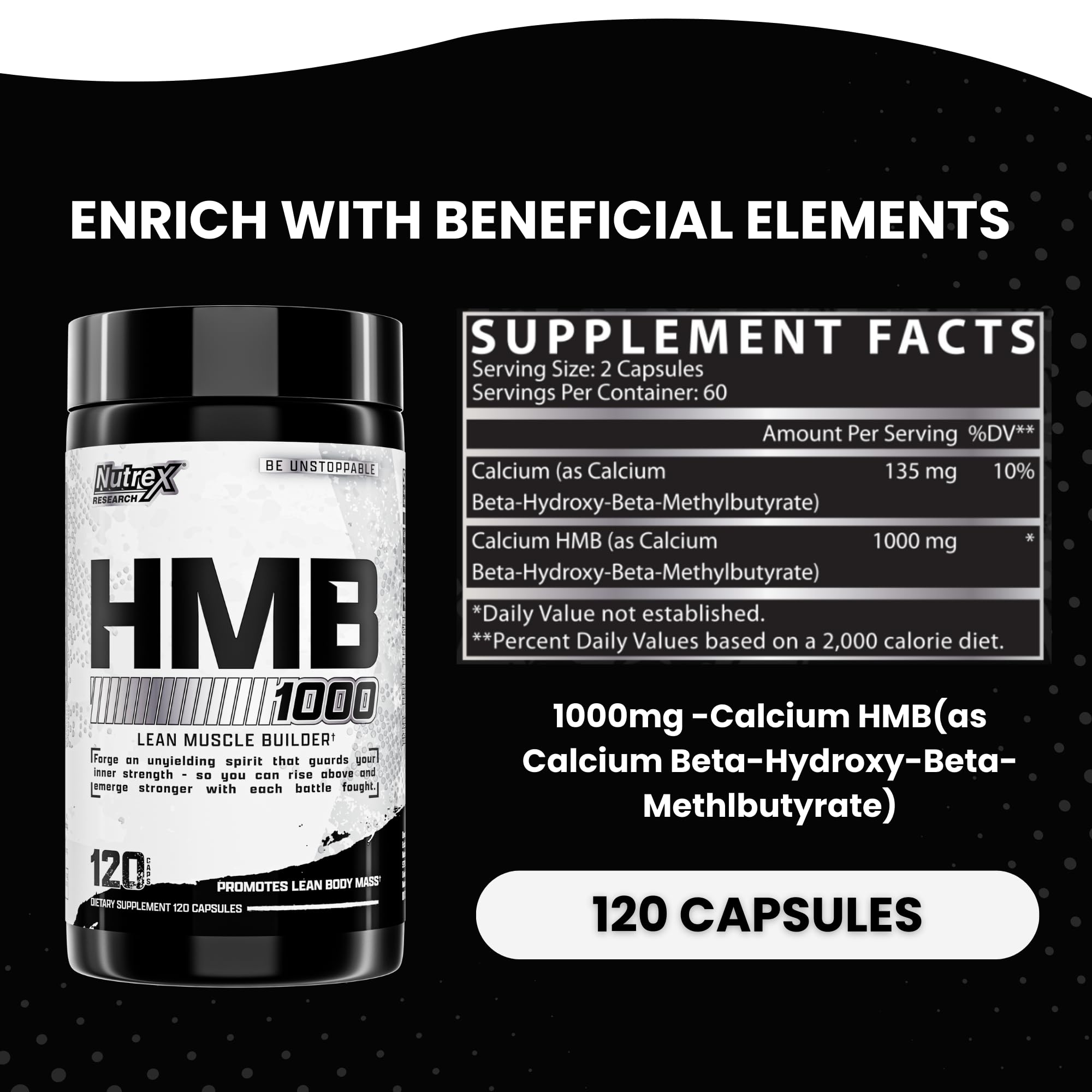 Nutrex HMB 1000 mg bottle label close-up