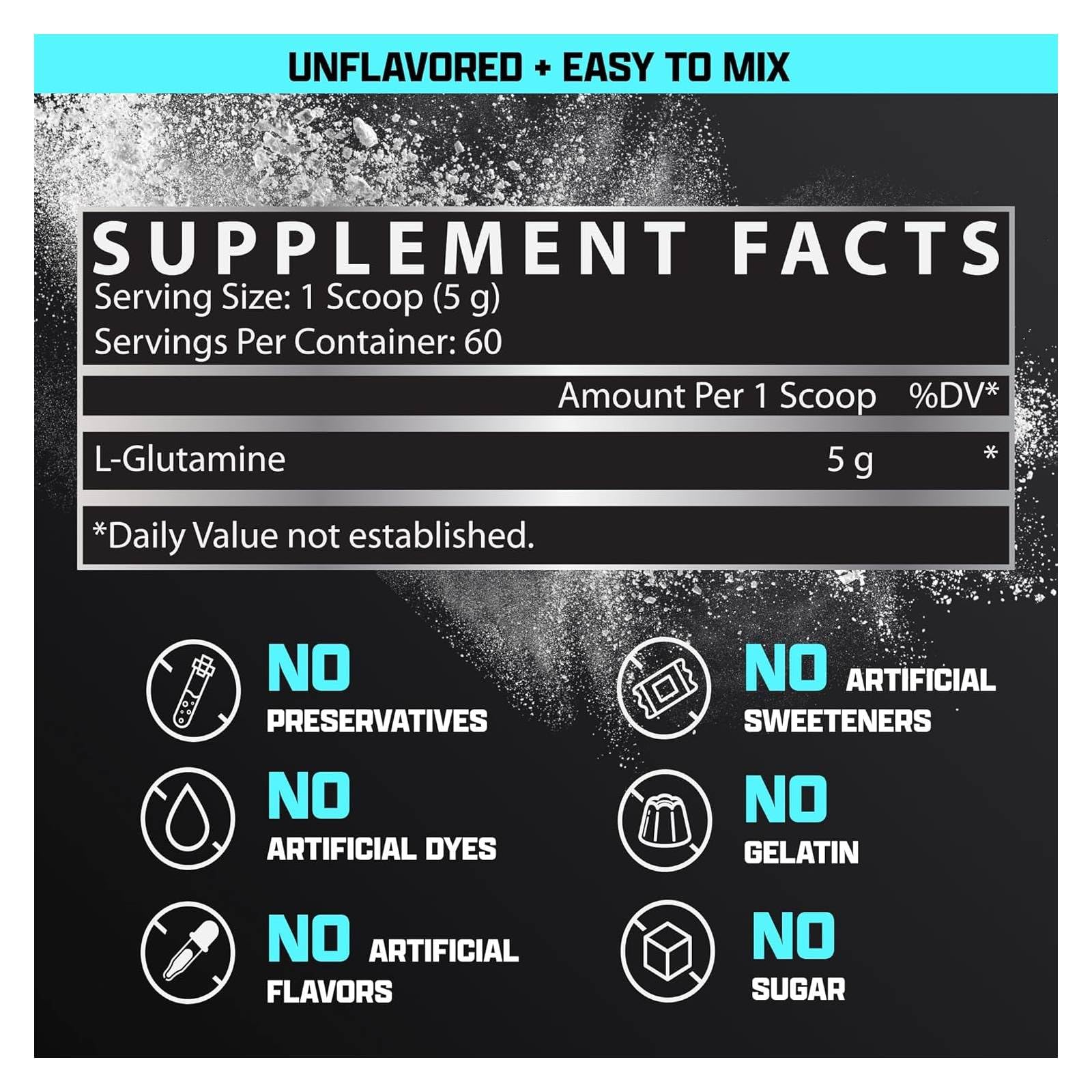 Scooper showing 5g L-Glutamine per serving