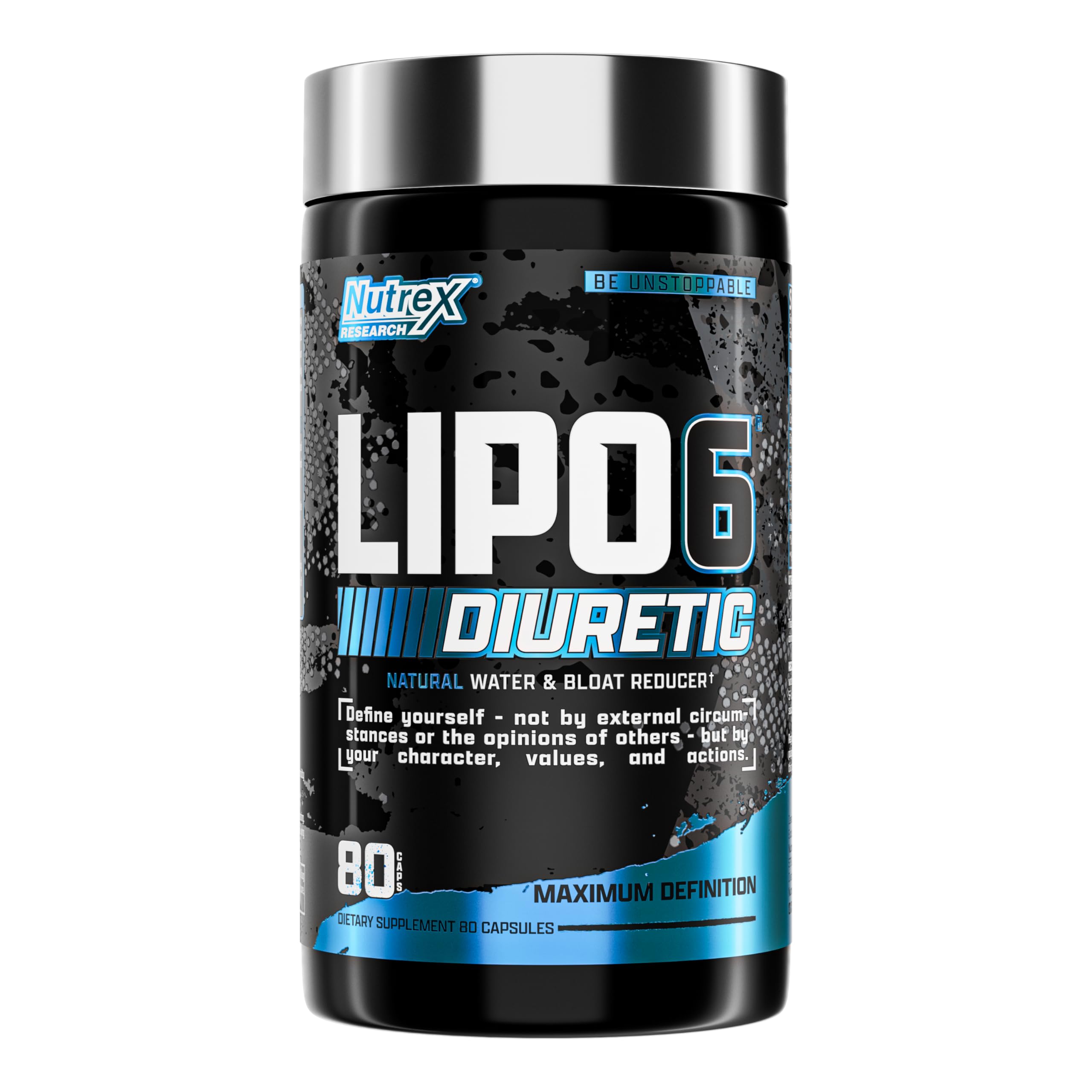 Bottle of Nutrex Lipo-6 Black Diuretic Water Pills (80 caps) - front view