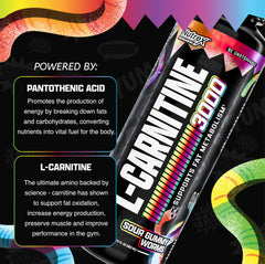 Close-up of Sour Gummy Worms flavor label on Nutrex bottle