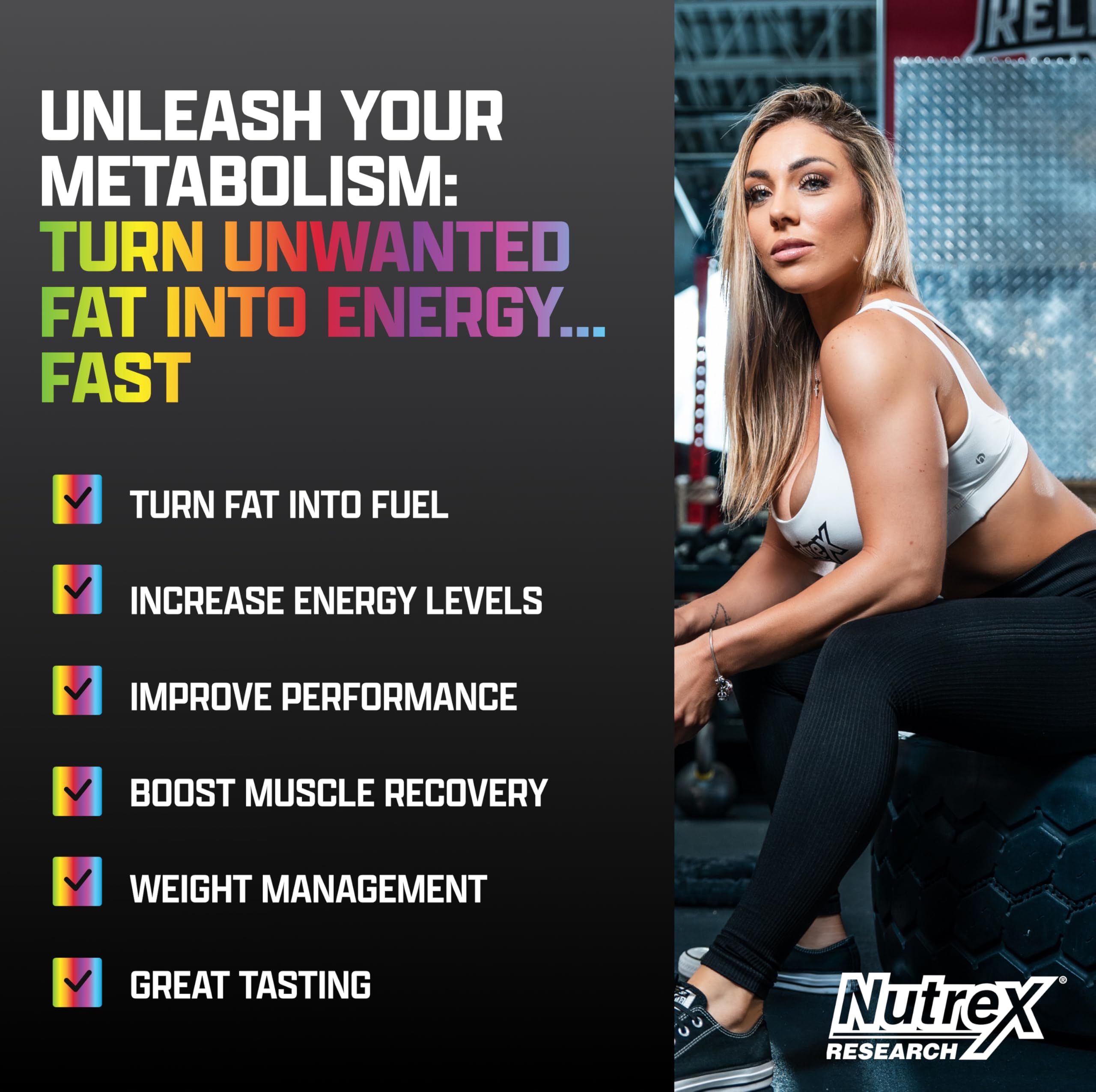 Nutrex L-Carnitine 3000 bottle front view with Sour Gummy Worms