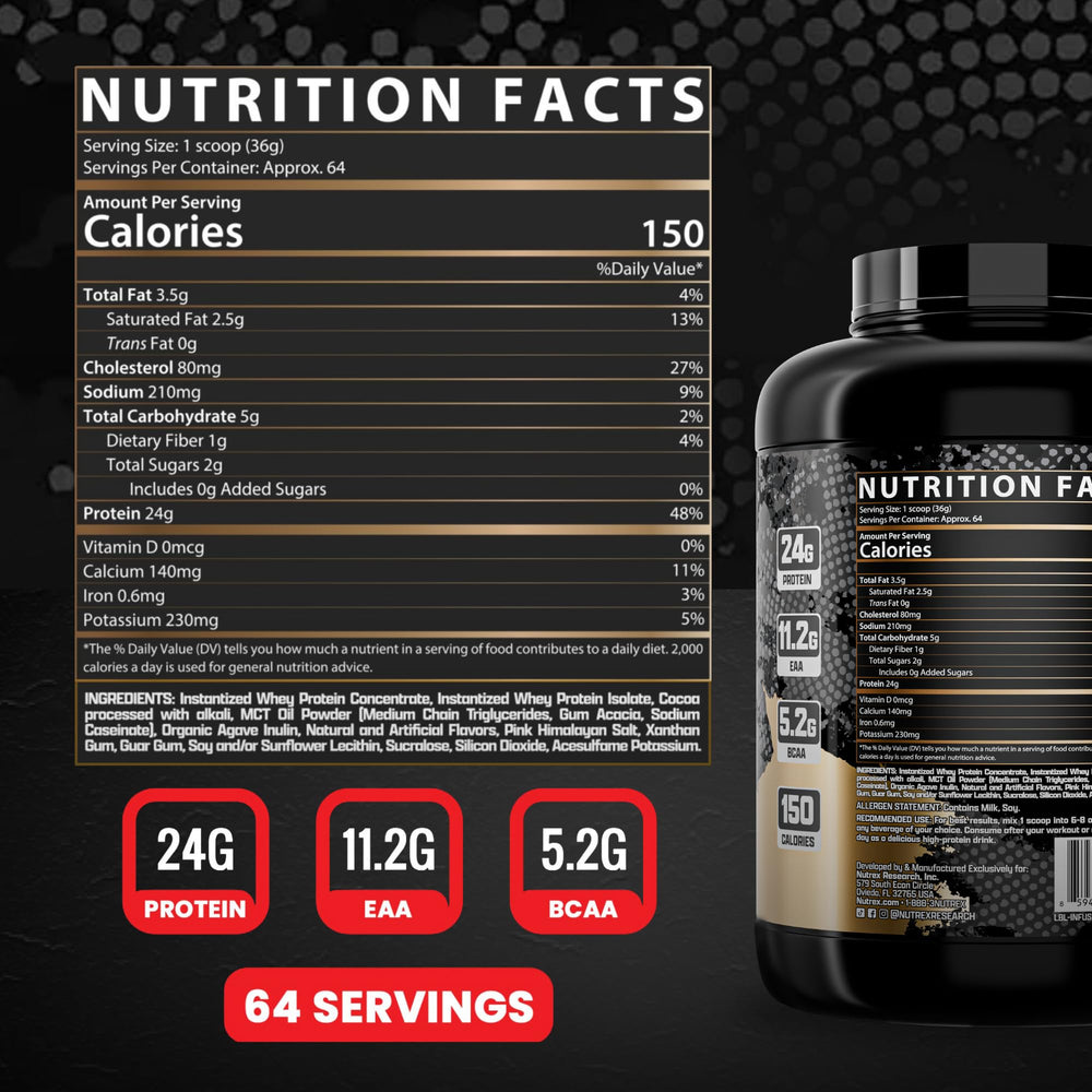 Nutrex Muscle Infusion tub ready-to-mix shake aids muscle repair after training.